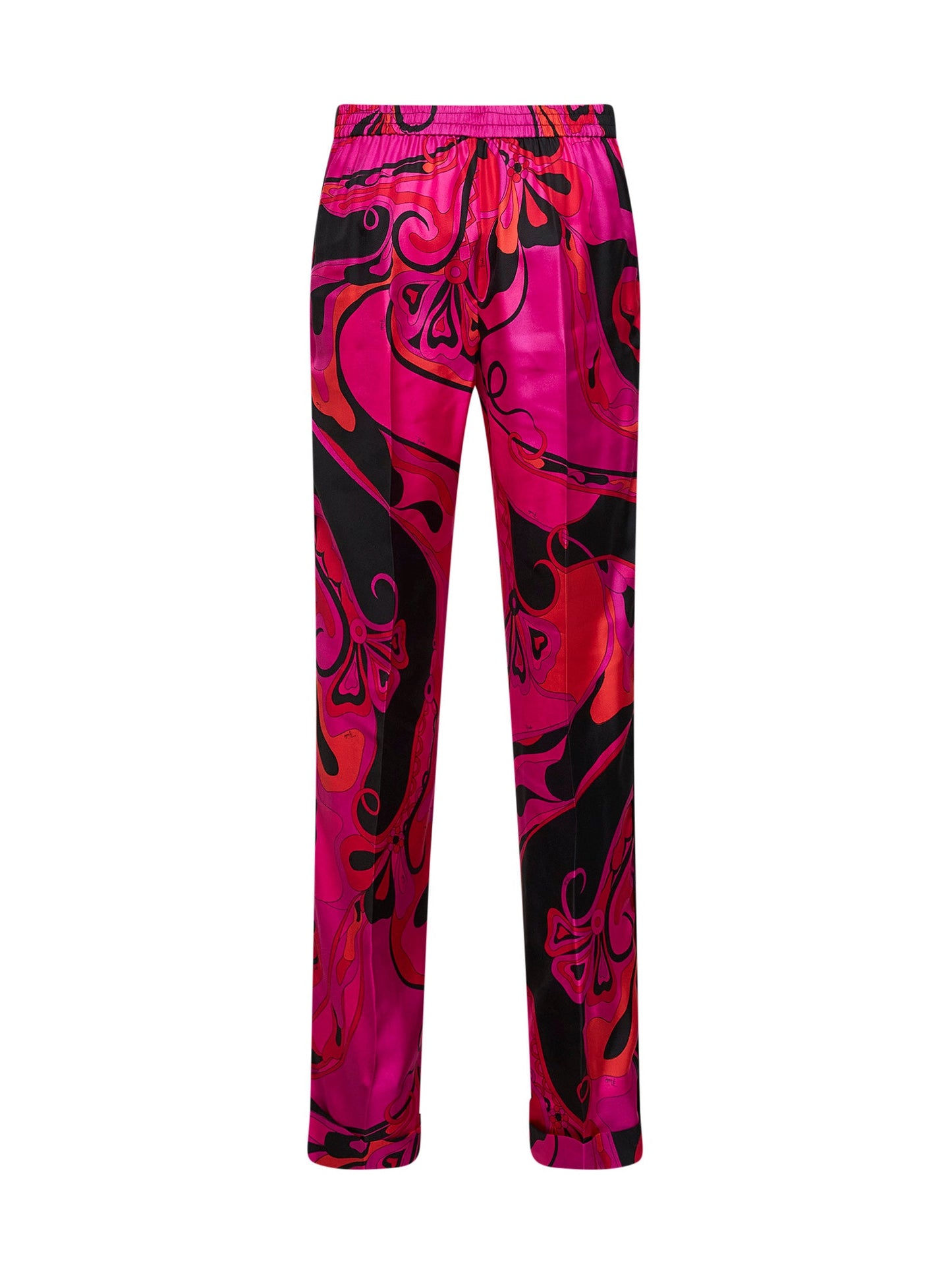 Pucci Women Fuchsia And Black Orchidee-Print Twill Trousers PUCCI
