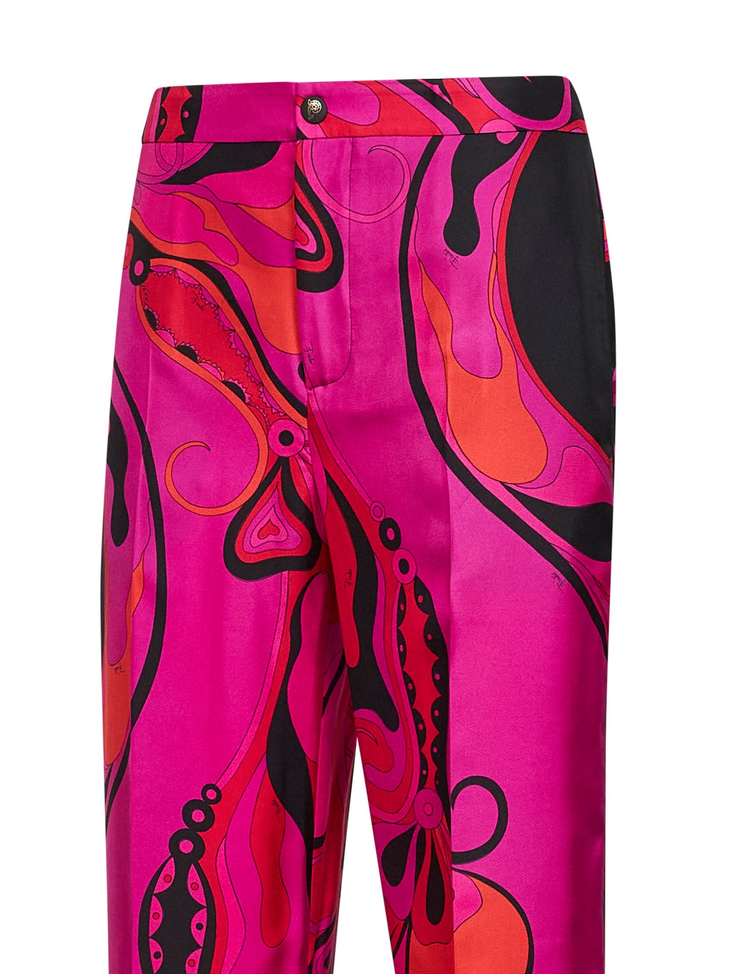 Pucci Women Fuchsia And Black Orchidee-Print Twill Trousers PUCCI