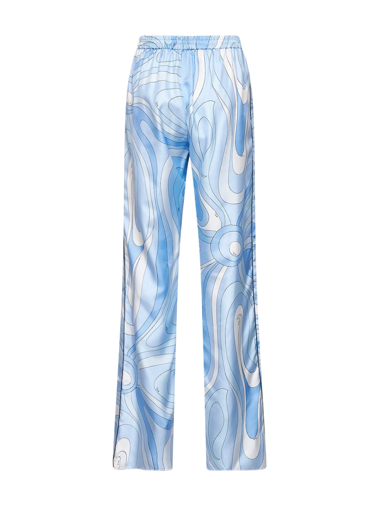 Pucci Women Pale Blue Marmo-Print Silk Twill Trousers PUCCI