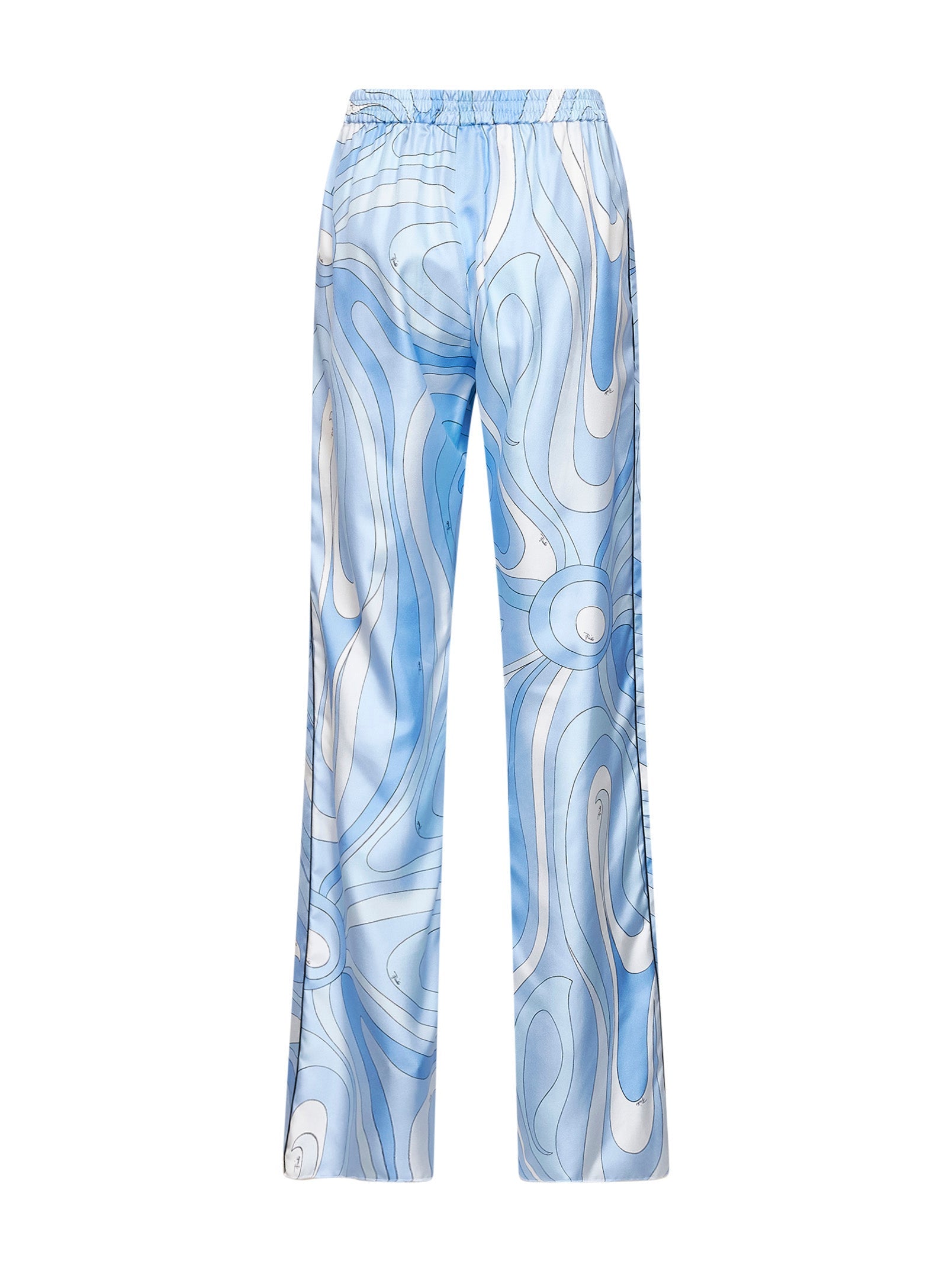 Pucci Women Pale Blue Marmo-Print Silk Twill Trousers PUCCI