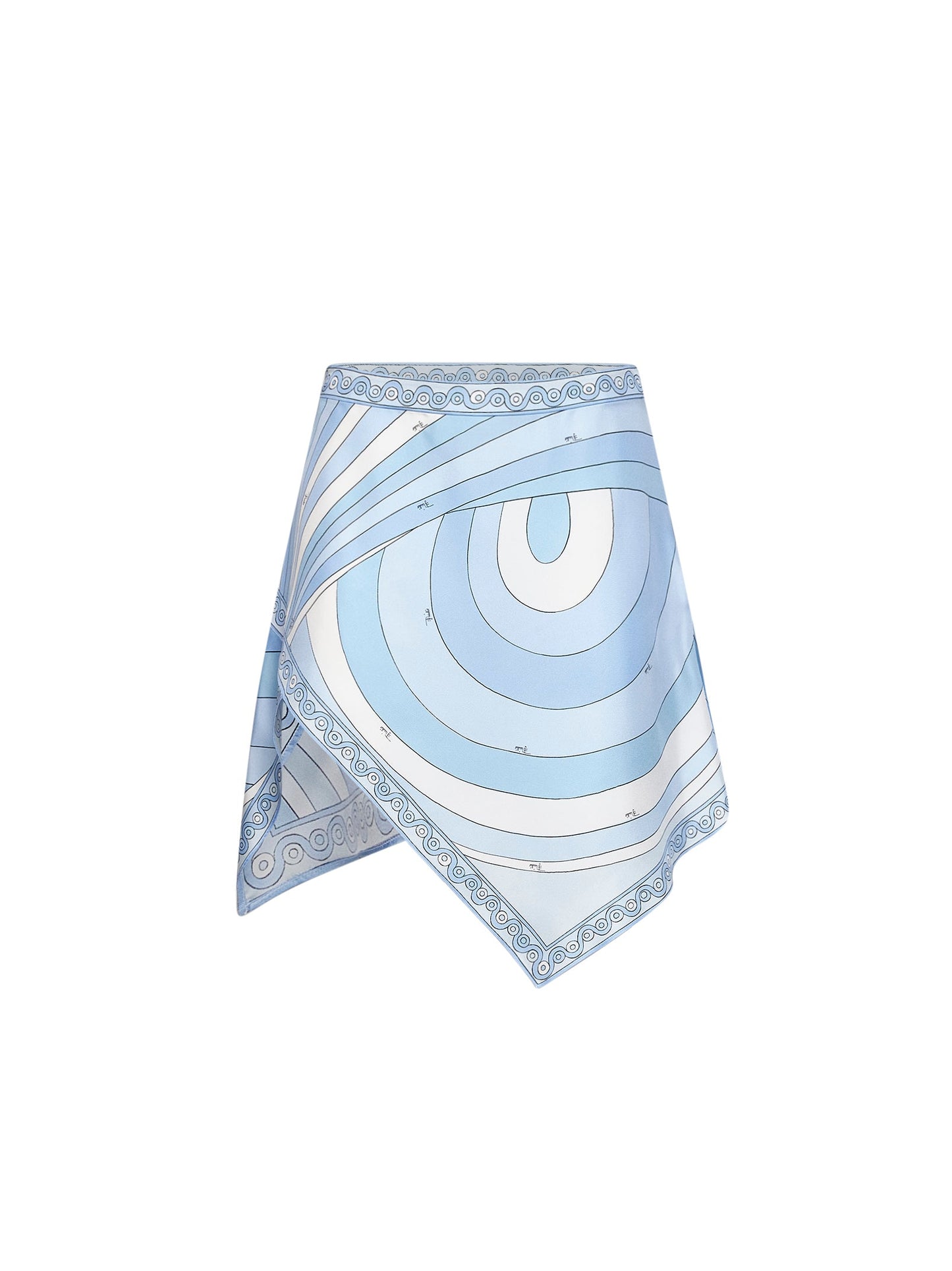 Pucci Women Pale Blue Iride-Print Silk Twill Mini Scarf Skirt PUCCI