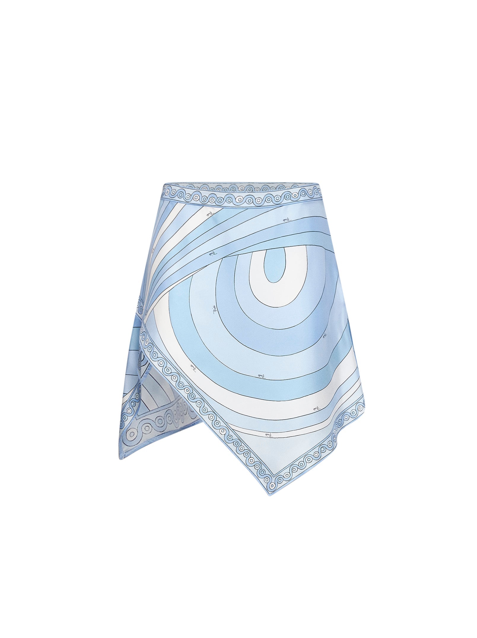 Pucci Women Pale Blue Iride-Print Silk Twill Mini Scarf Skirt PUCCI