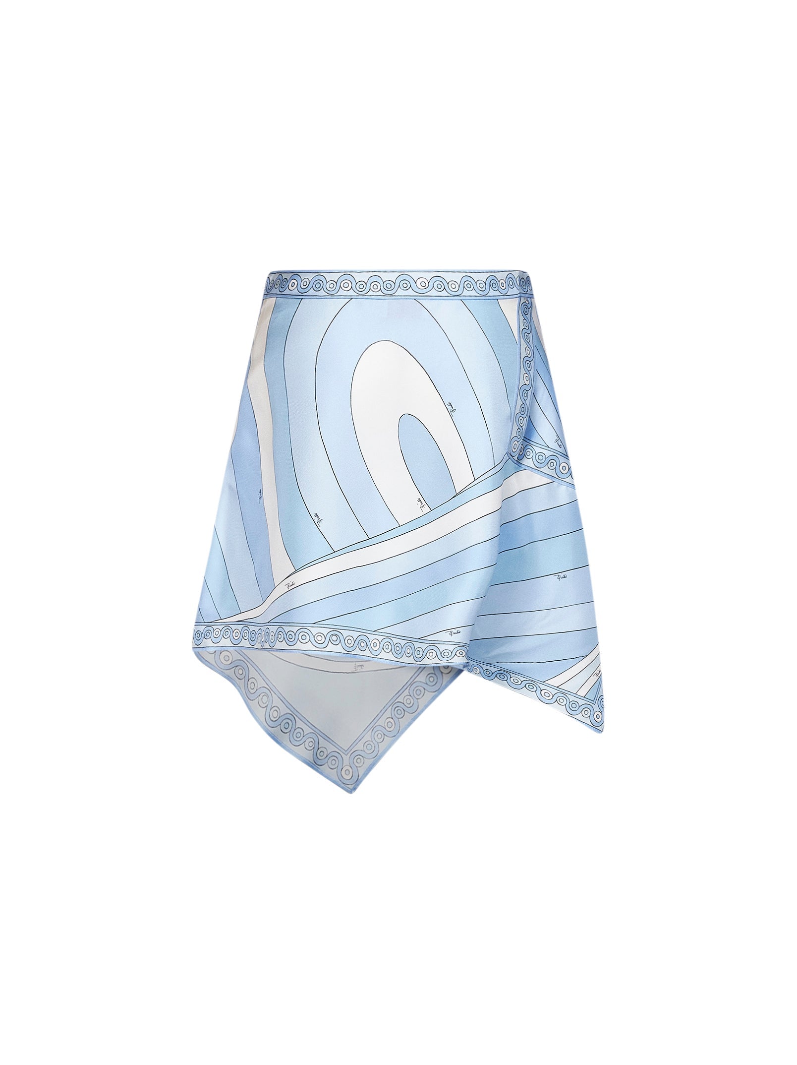 Pucci Women Pale Blue Iride-Print Silk Twill Mini Scarf Skirt PUCCI
