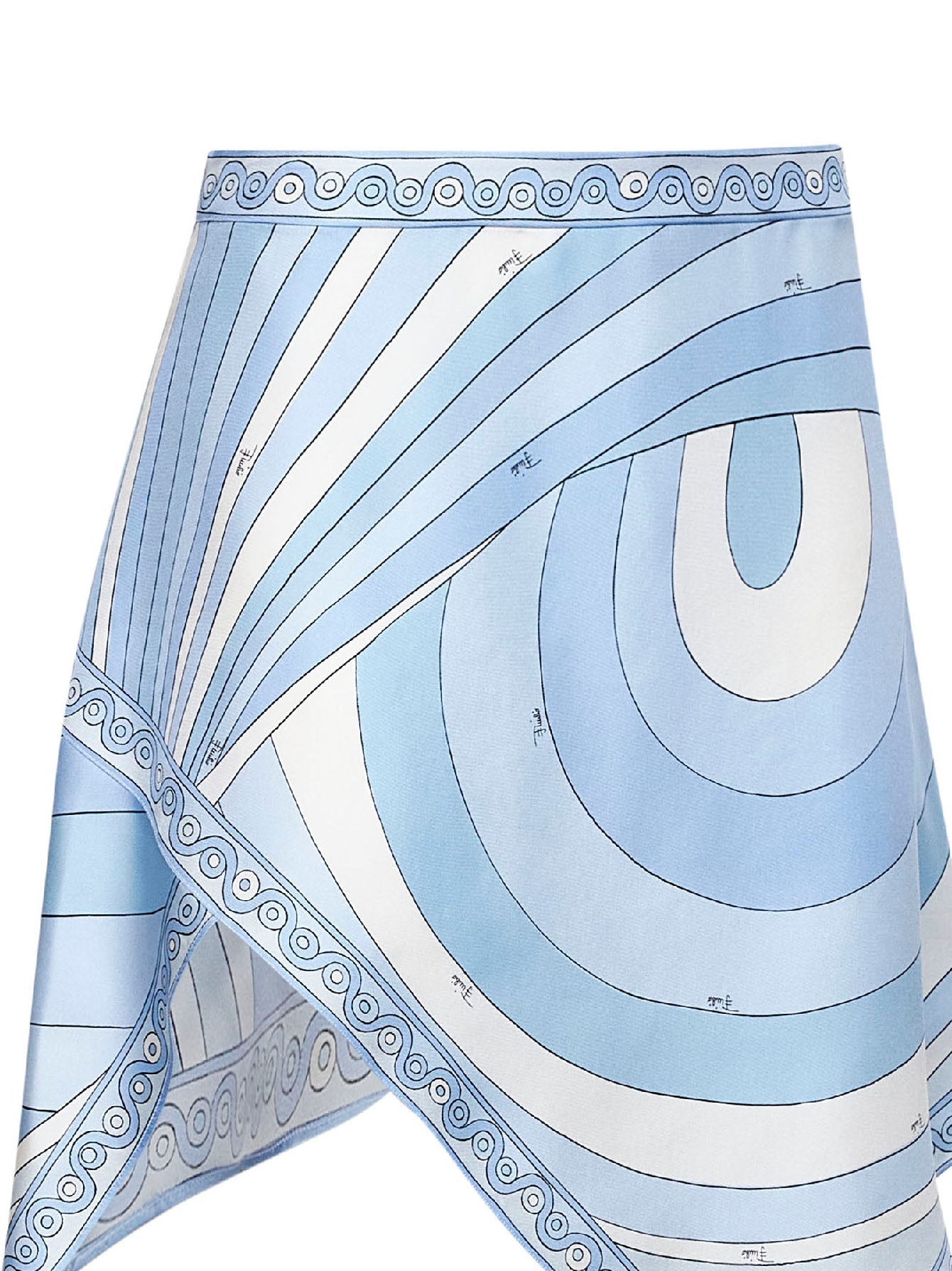 Pucci Women Pale Blue Iride-Print Silk Twill Mini Scarf Skirt PUCCI
