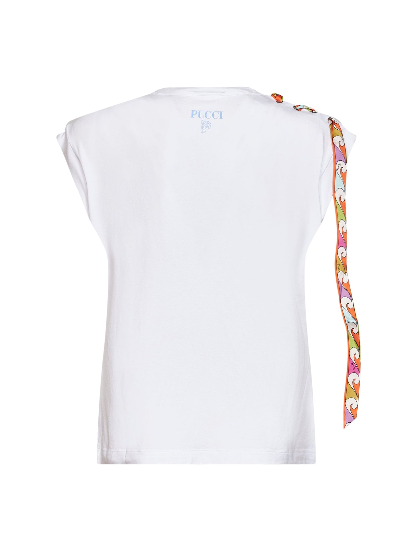 Pucci Women White Stretch Jersey Tank Top With Printed Tape PUCCI