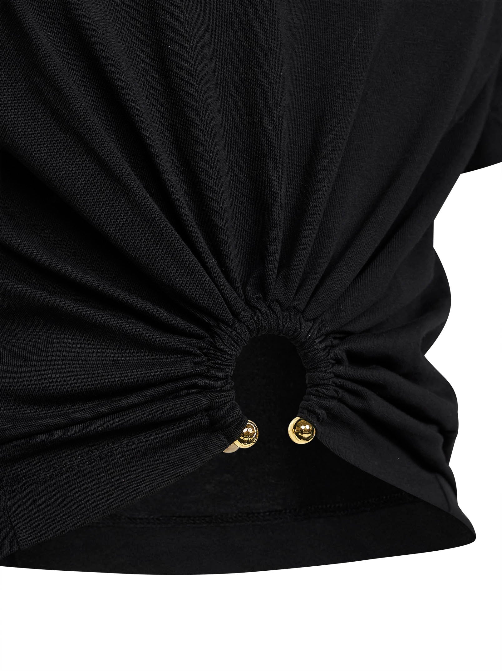 Rabanne Women Black Cotton Cropped T-Shirt With Piercing PACO RABANNE