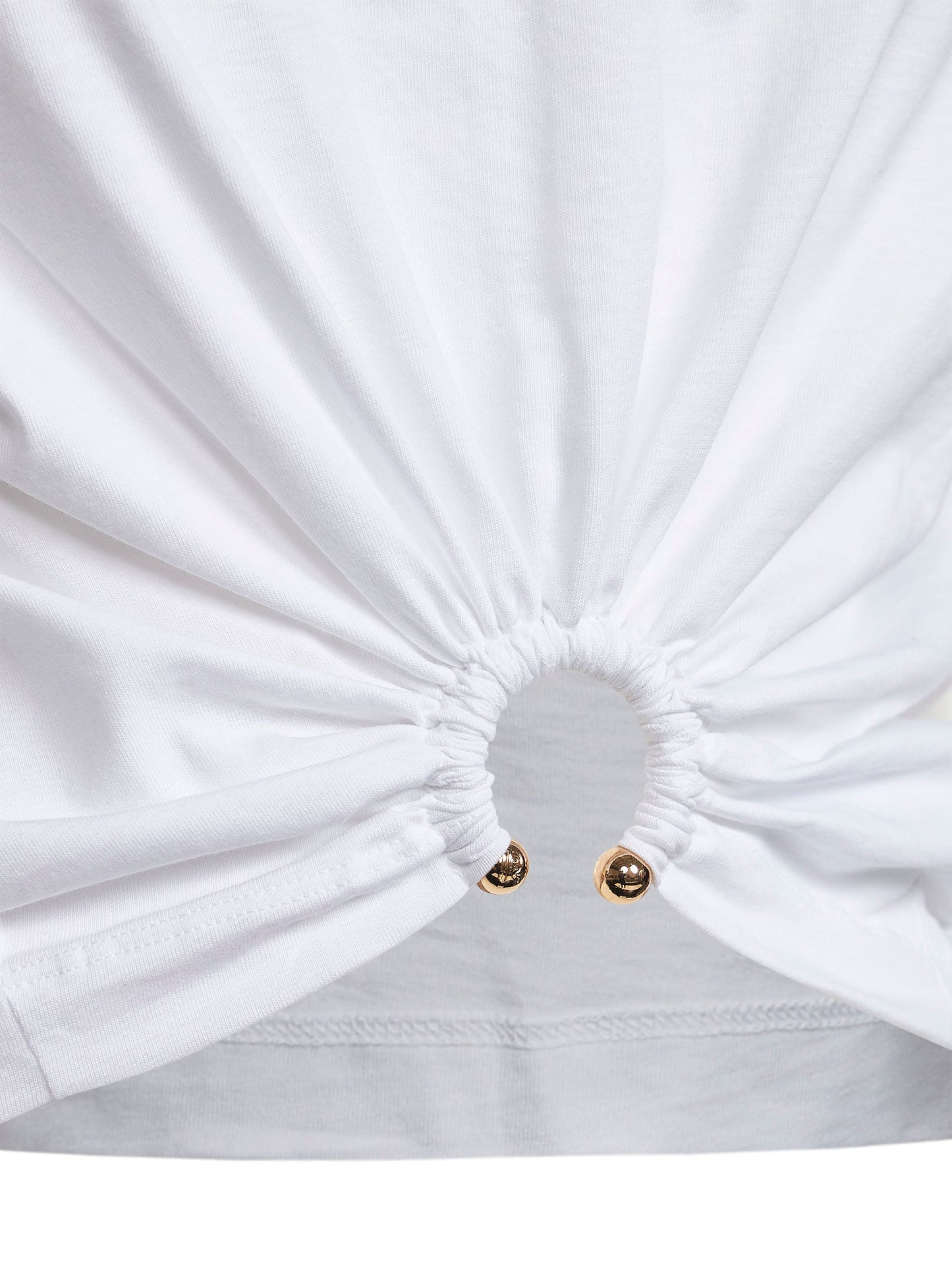 Rabanne Women White Cotton Cropped T-Shirt With Piercing PACO RABANNE