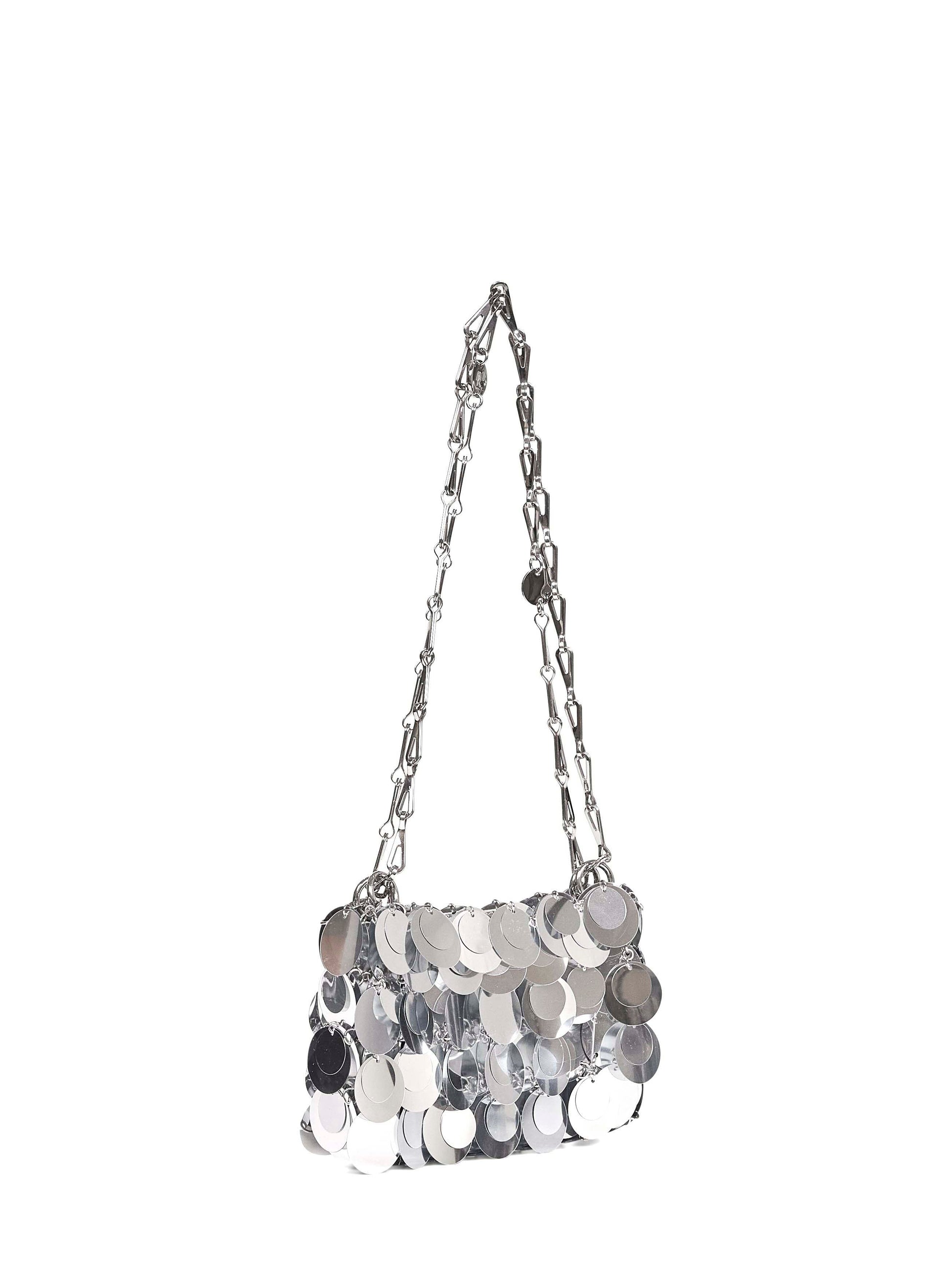Rabanne Women Silver Silver Sparkle Discs Nano Shoulder Bag PACO RABANNE
