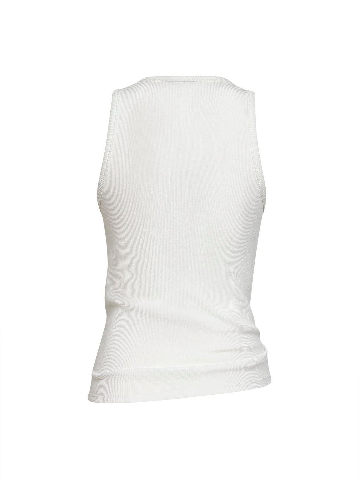 Rabanne Women White Ribbed Stretch Cotton Tank Top With Piercing PACO RABANNE
