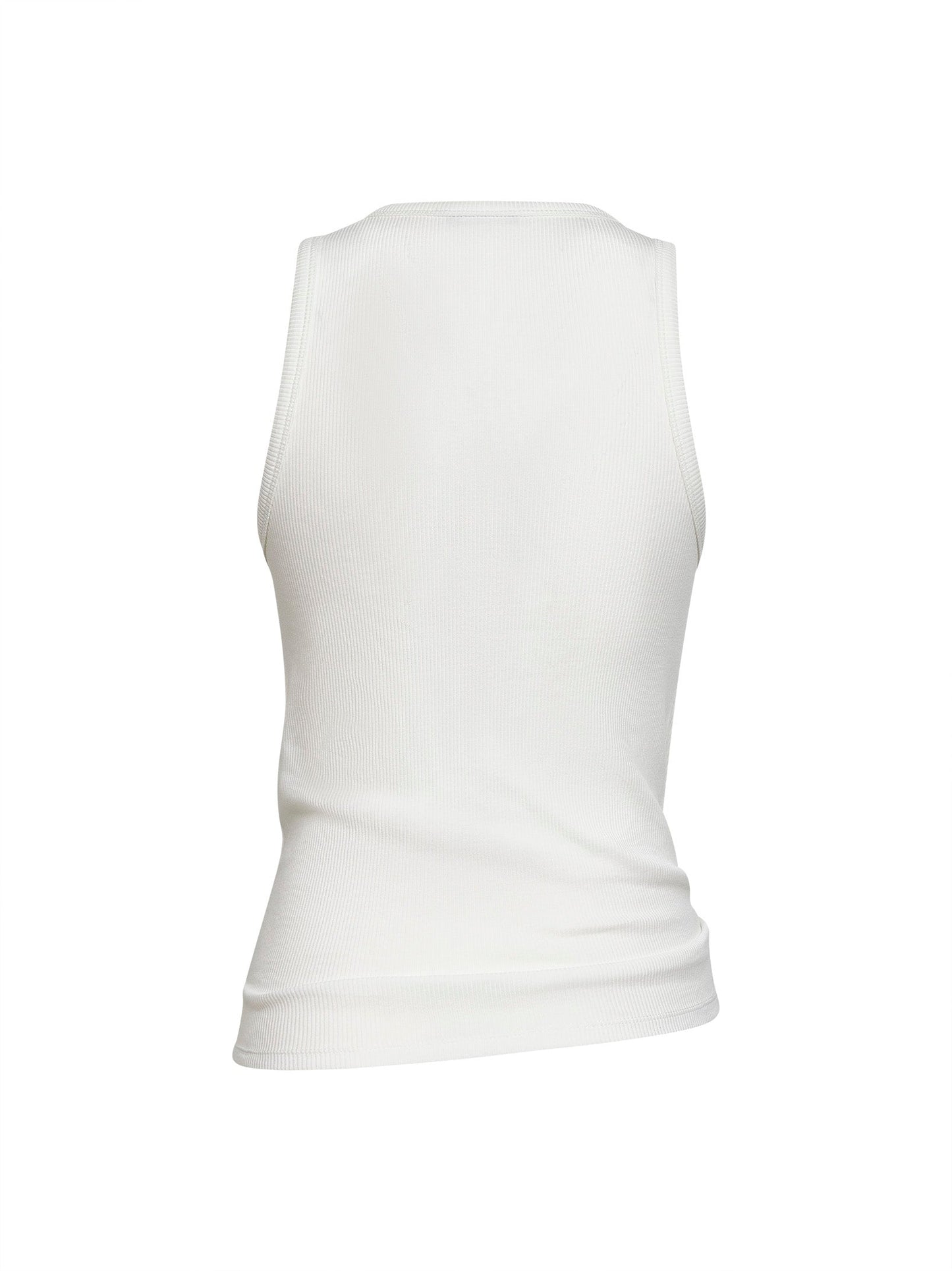 Rabanne Women White Ribbed Stretch Cotton Tank Top With Piercing PACO RABANNE