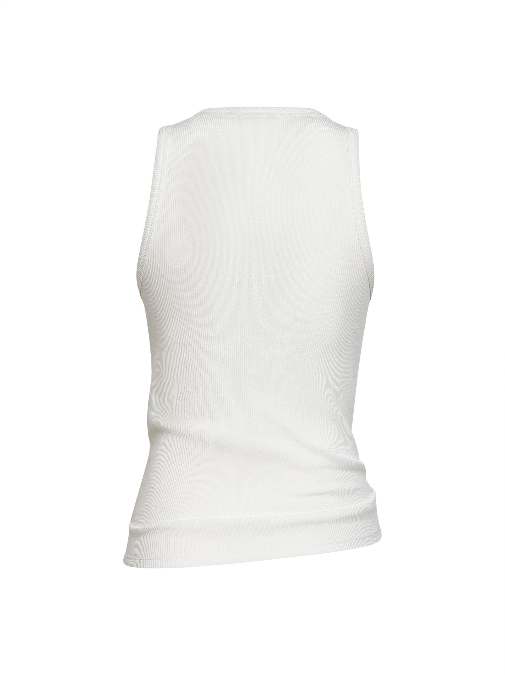 Rabanne Women White Ribbed Stretch Cotton Tank Top With Piercing PACO RABANNE