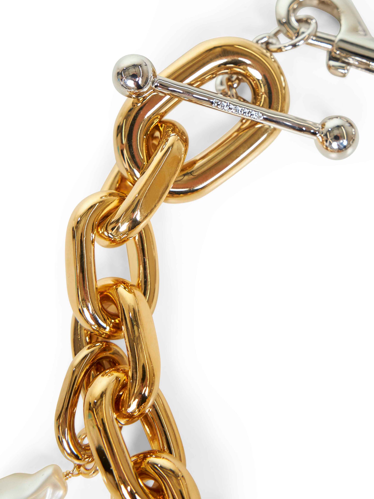 Rabanne Women Silver And Gold Two-Tone Xl Link Necklace With Punk Details PACO RABANNE