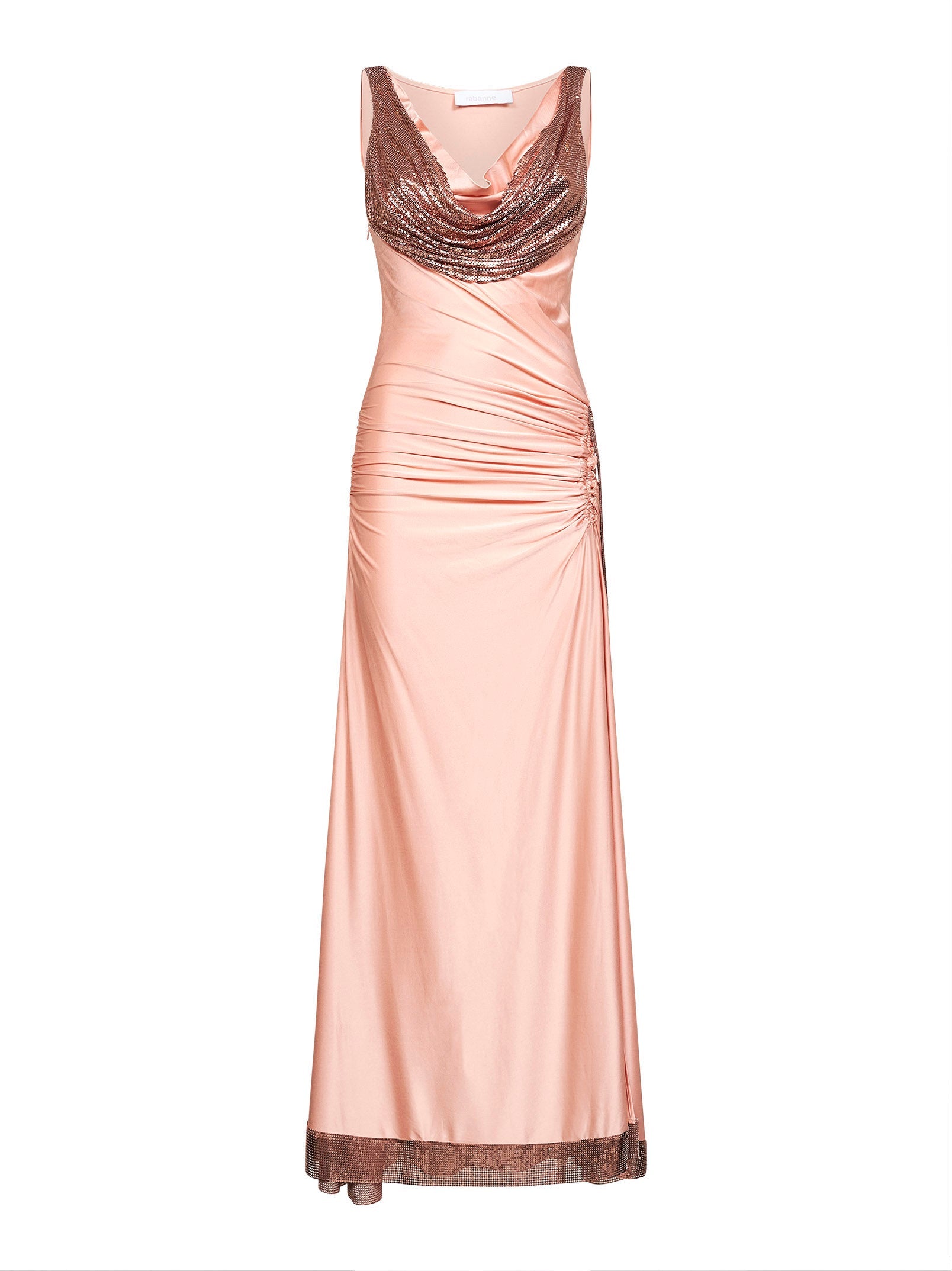 Rabanne Women Pink Viscose Jersey And Mesh Long Dress PACO RABANNE