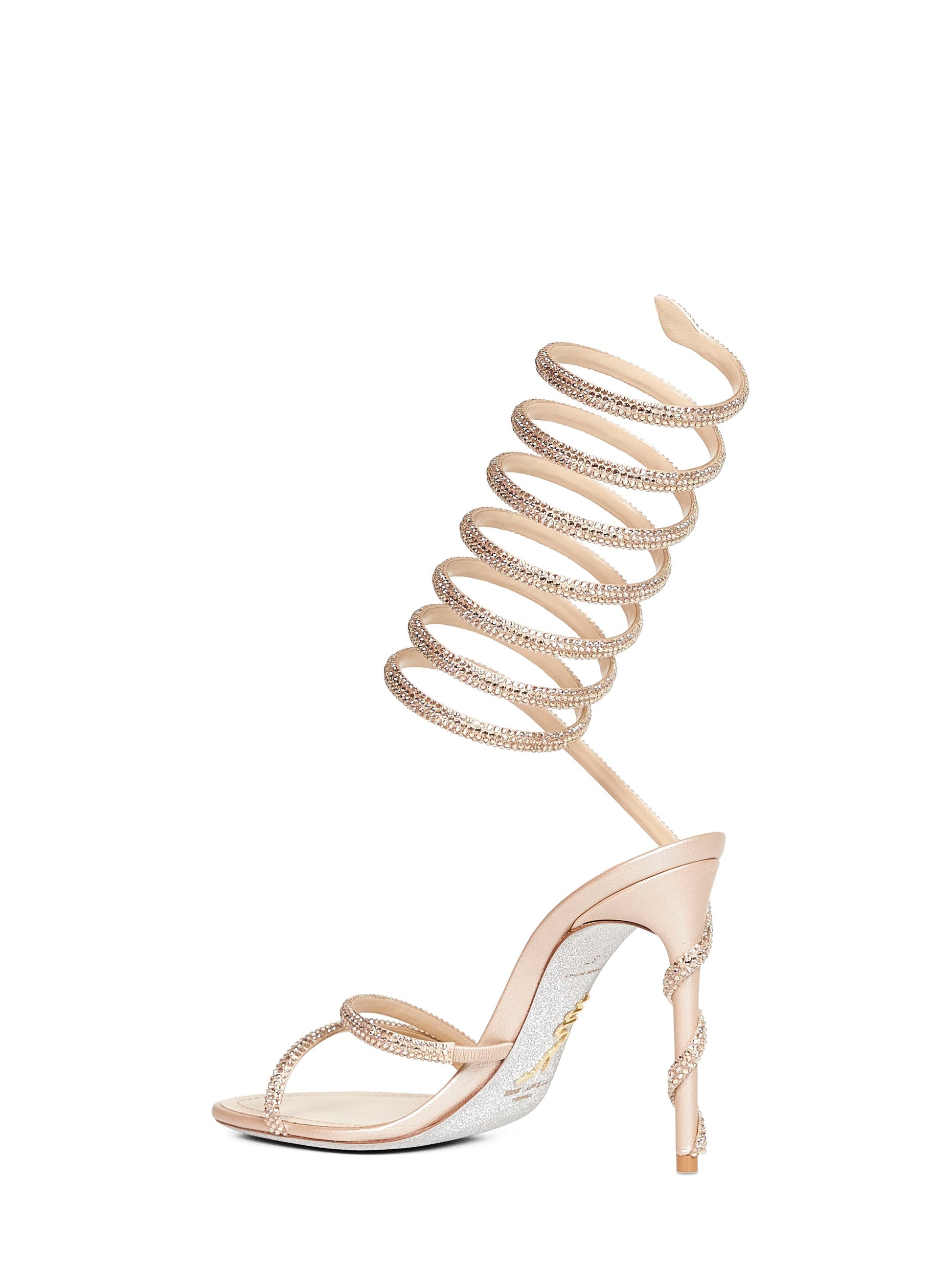 Rene Caovilla Women Beige Margot 105 Jeweled Sandals RENE CAOVILLA