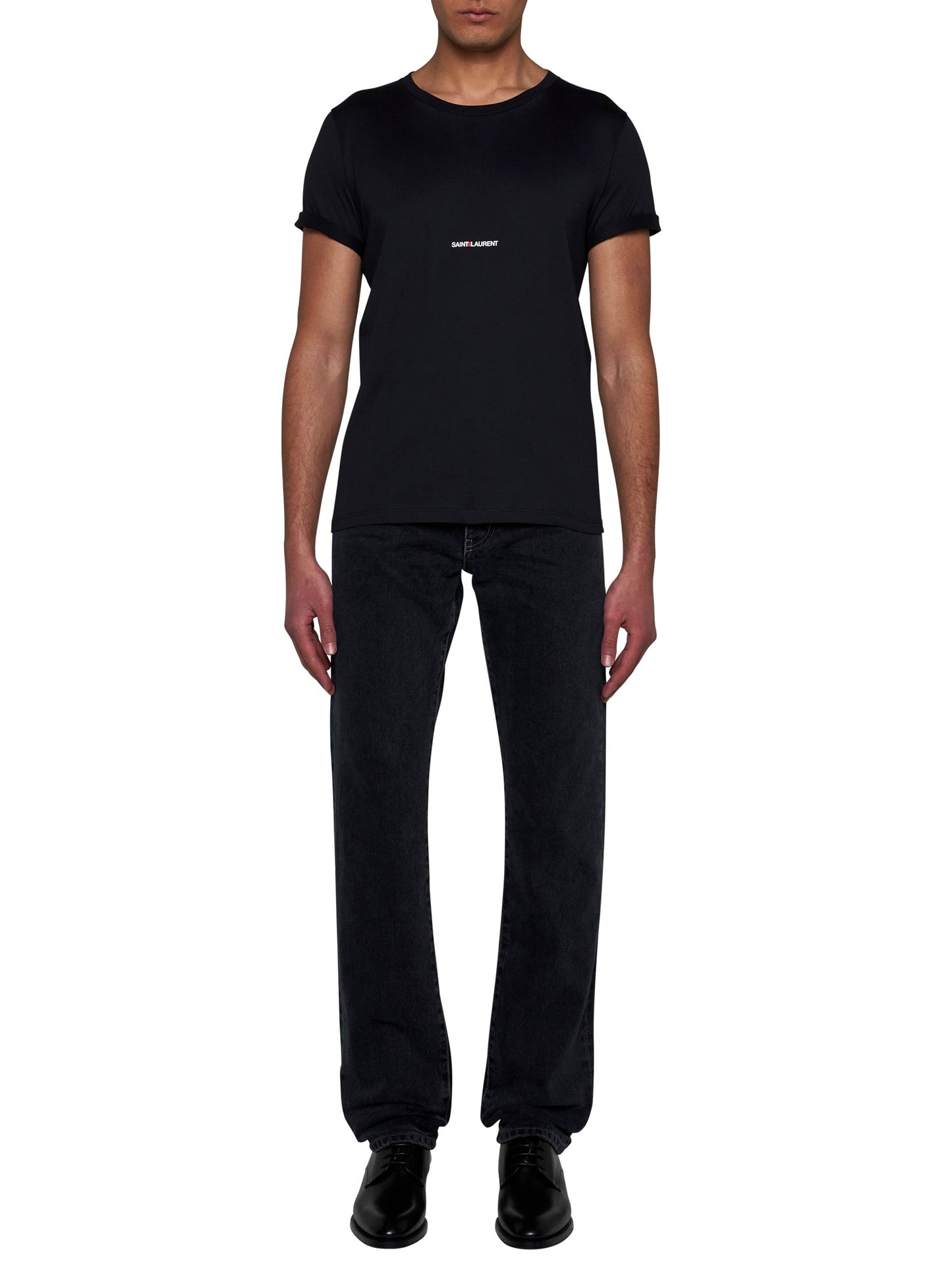 Saint Laurent Men Logo Cotton T-Shirt SAINT LAURENT