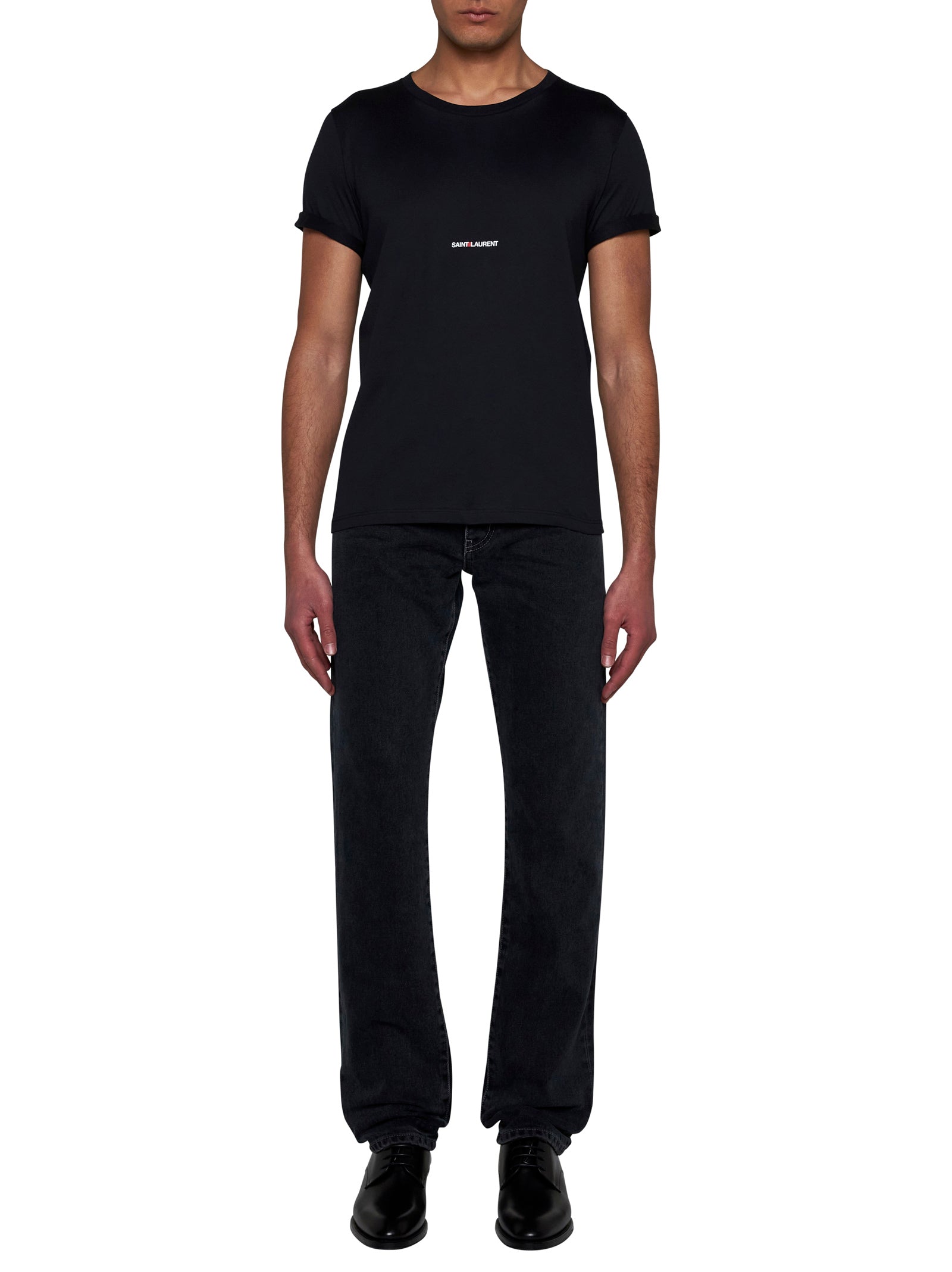 Saint Laurent Men Logo Cotton T-Shirt SAINT LAURENT