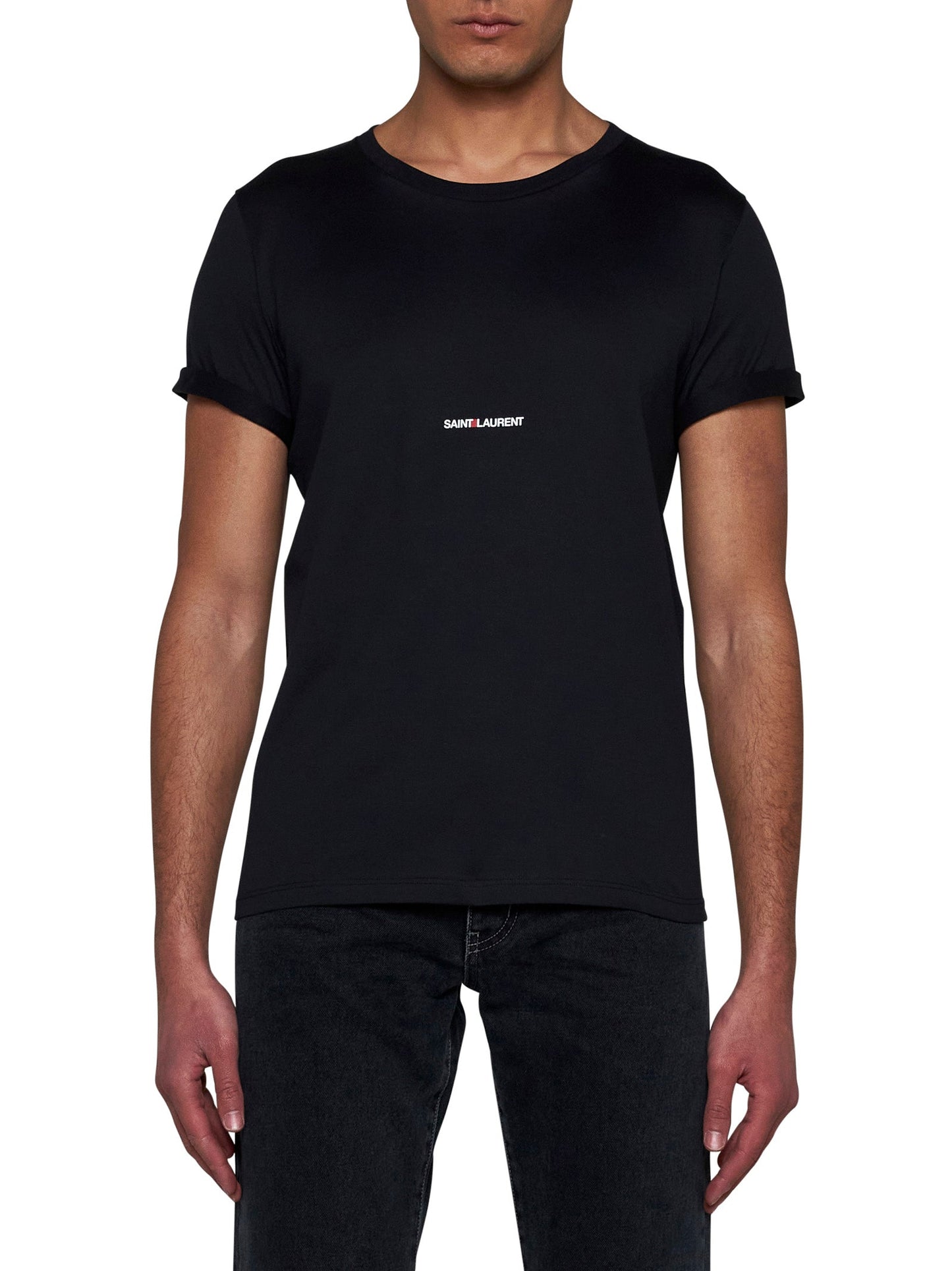 Saint Laurent Men Logo Cotton T-Shirt SAINT LAURENT