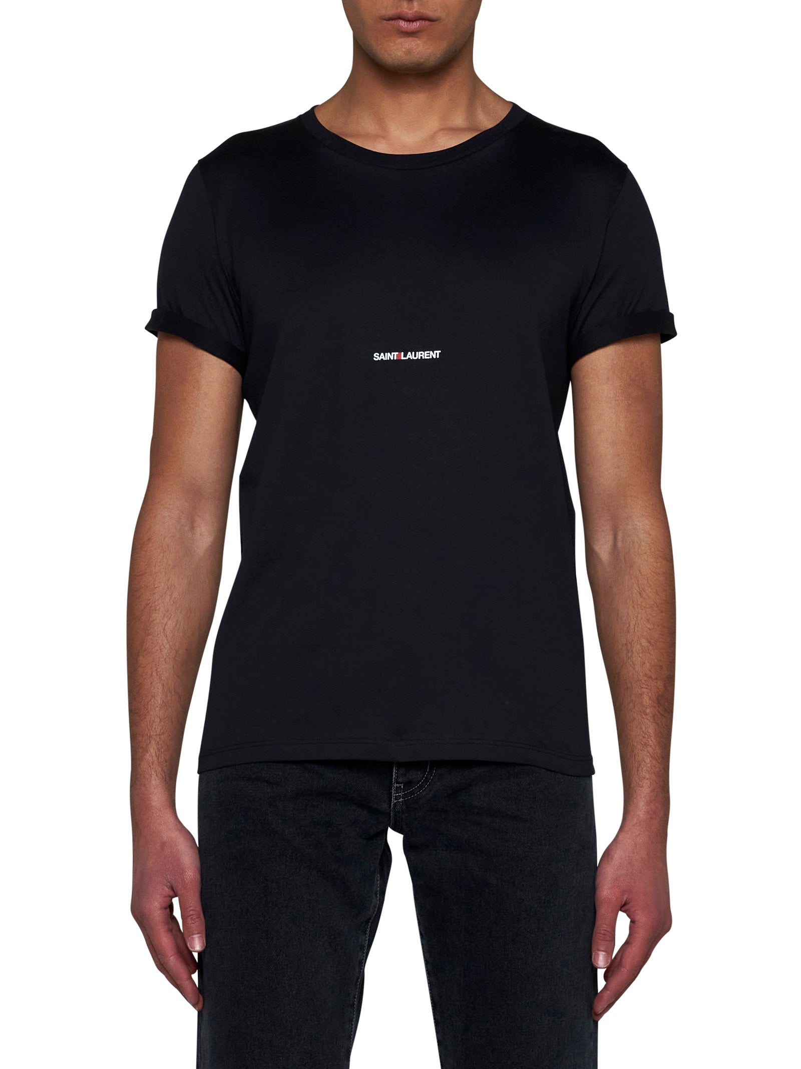 Saint Laurent Men Logo Cotton T-Shirt SAINT LAURENT