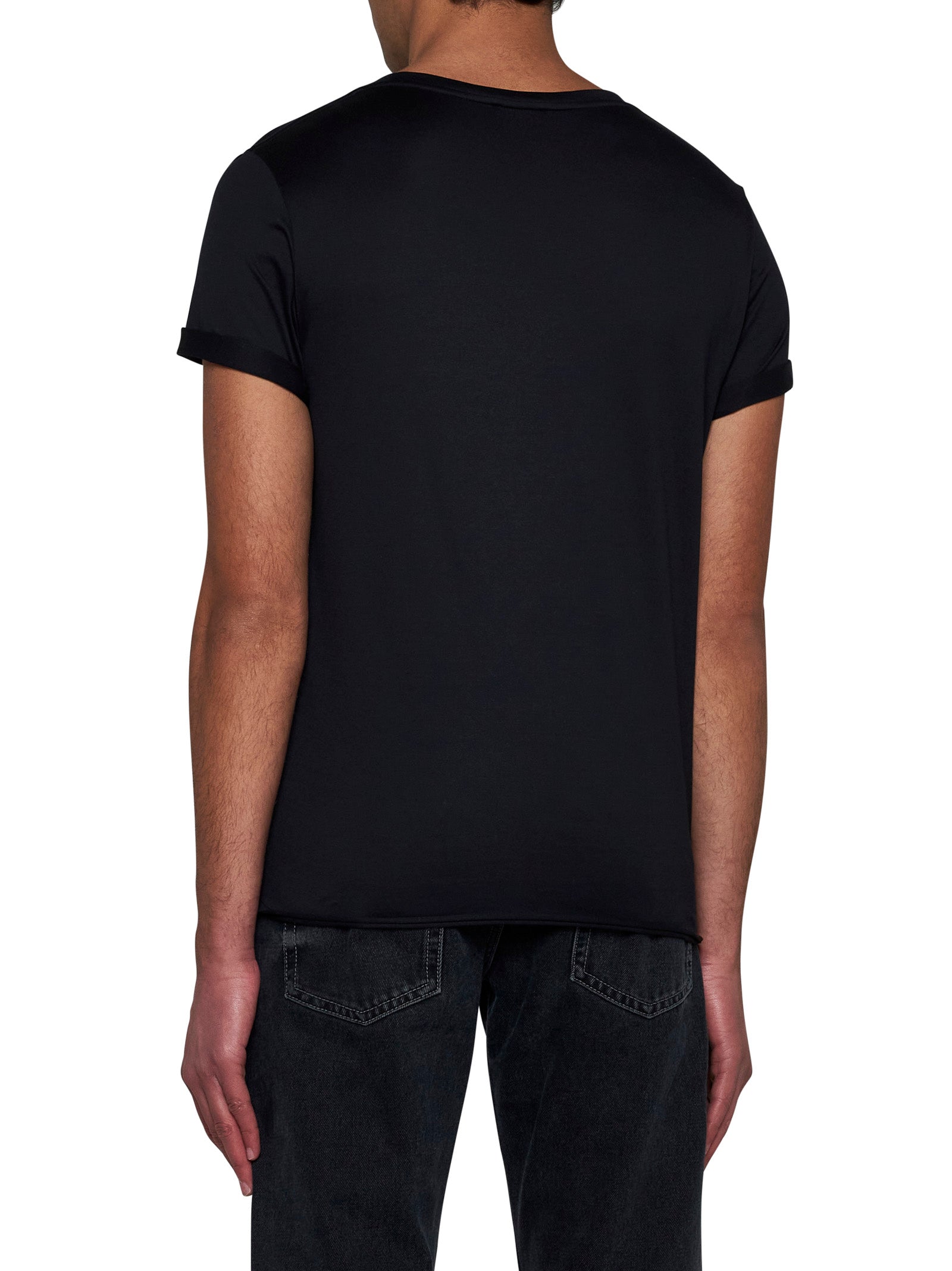 Saint Laurent Men Logo Cotton T-Shirt SAINT LAURENT