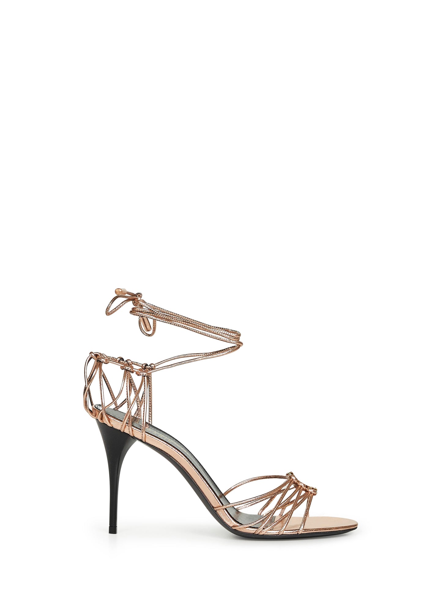 Saint Laurent Women Nude Metallic Nappa Leather Babylone Sandals SAINT LAURENT