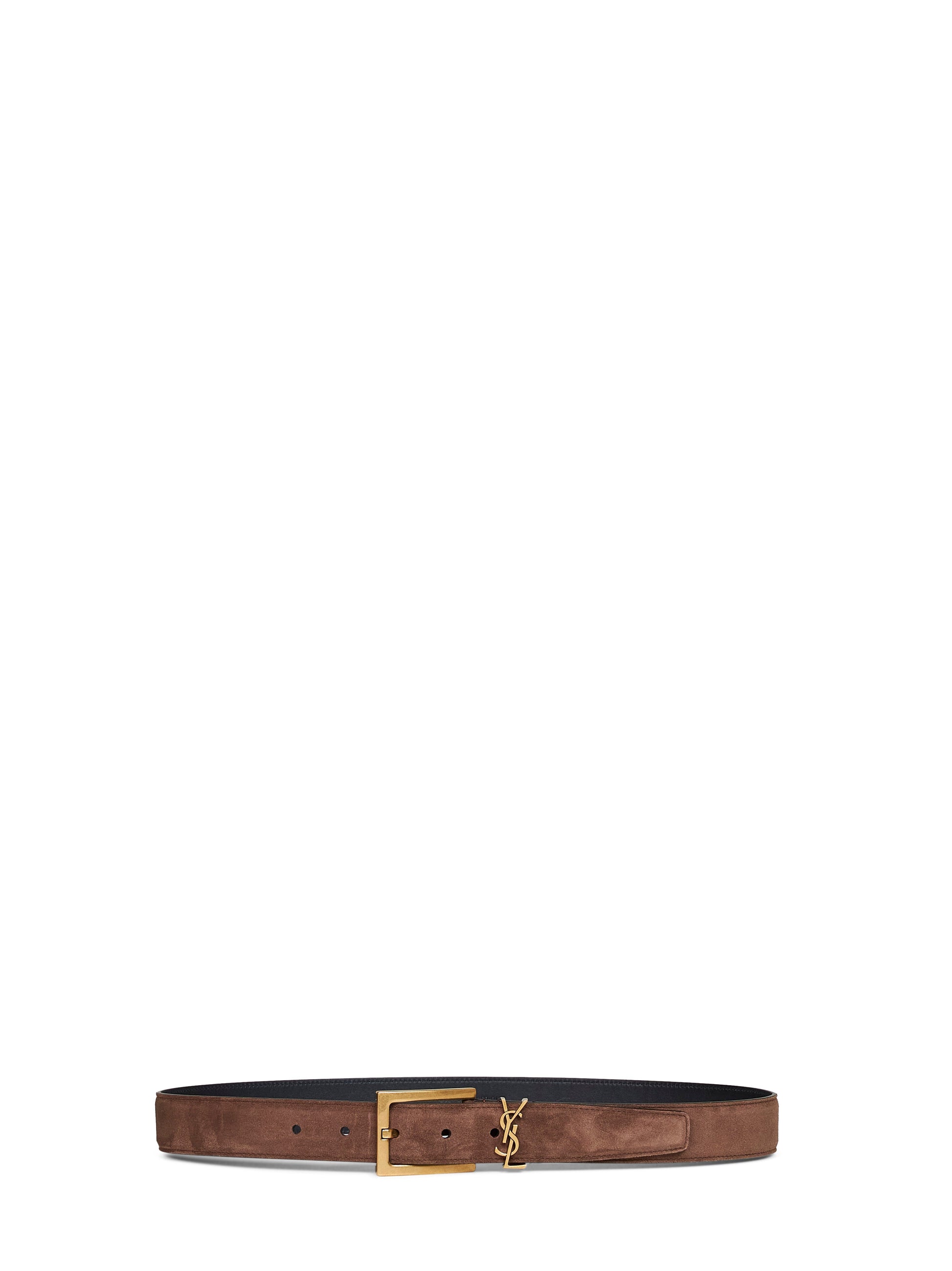 Saint Laurent Women Coffee Brown Suede Cassandre Belt SAINT LAURENT