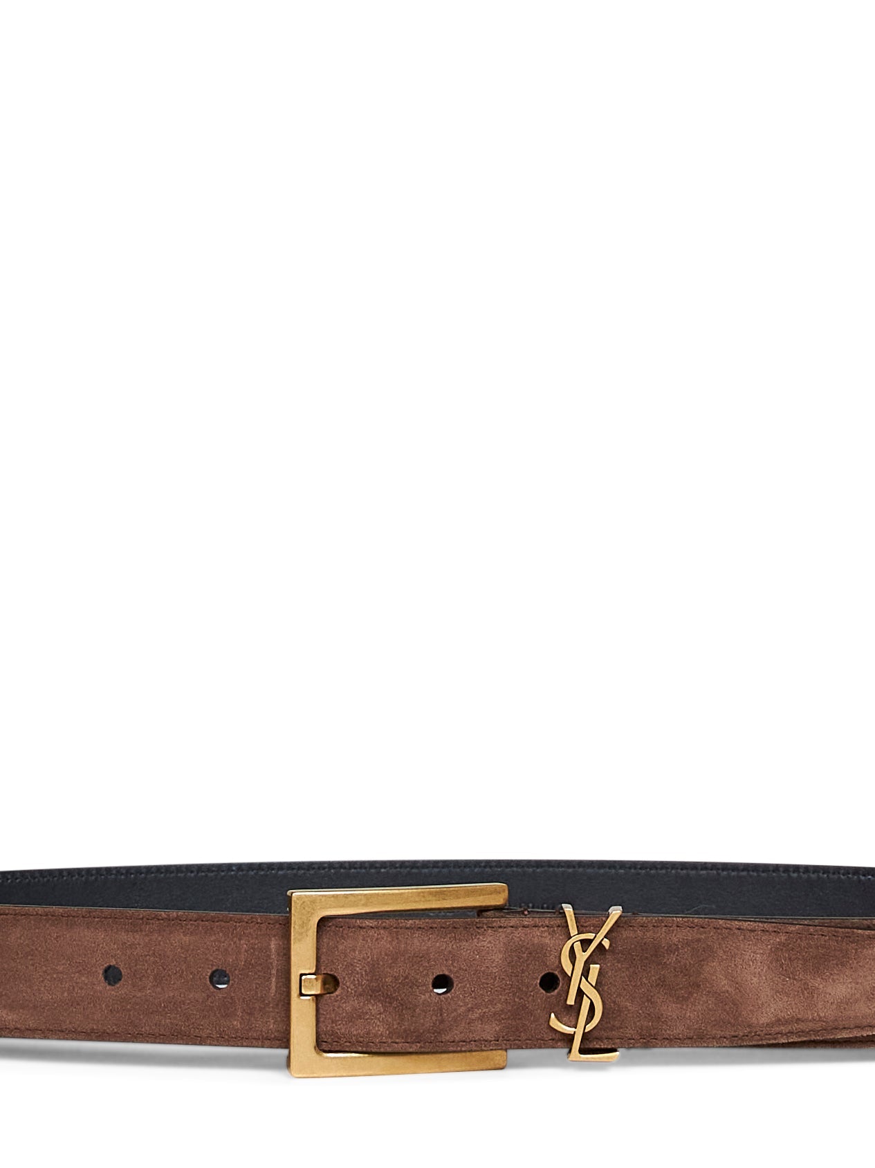 Saint Laurent Women Coffee Brown Suede Cassandre Belt SAINT LAURENT