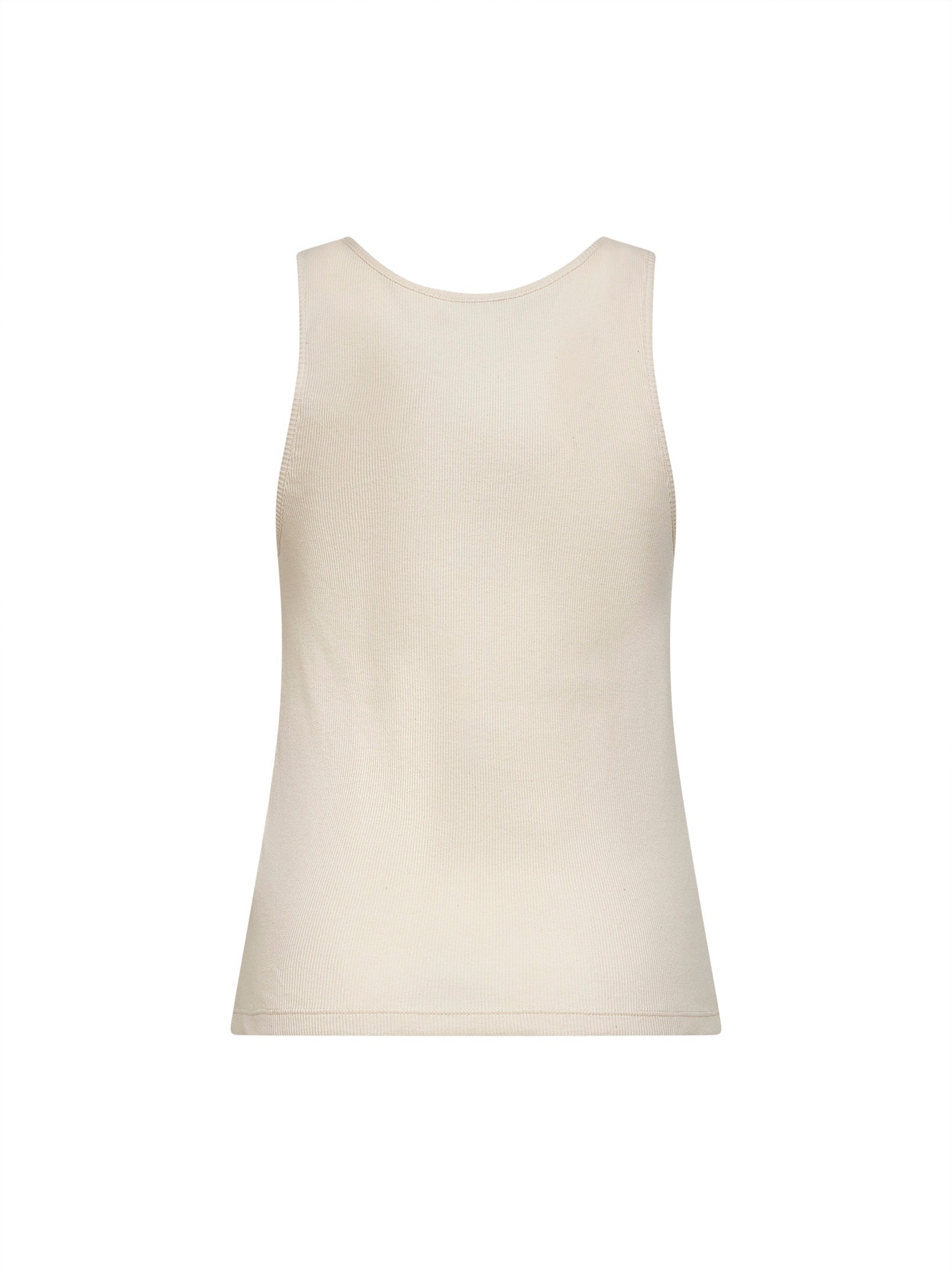 Saint Laurent Women Natural Ribbed Cotton Cassandre Tank Top SAINT LAURENT