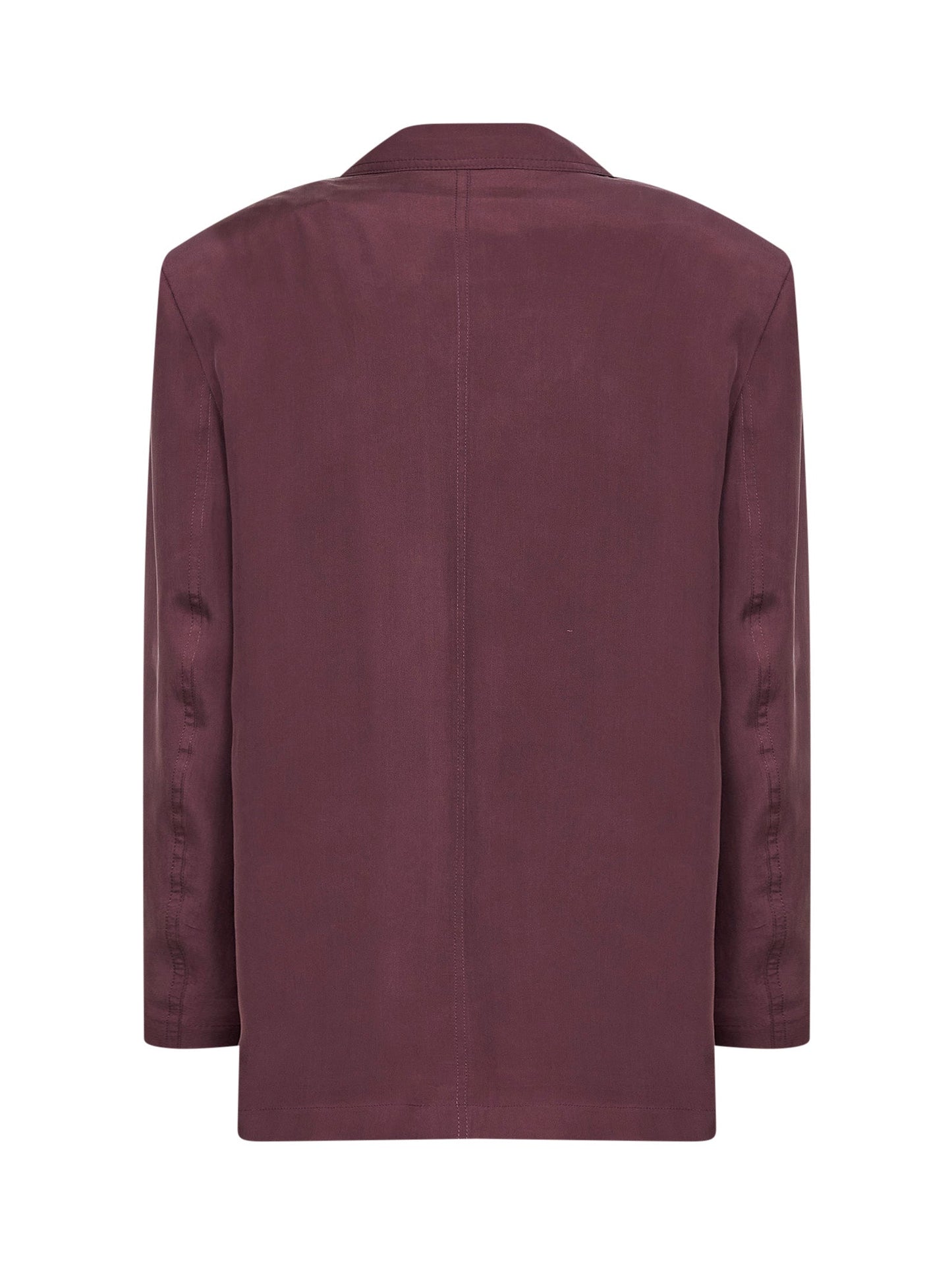 Saint Laurent Women Aubergine Silk Habutai Double-Breasted Blazer SAINT LAURENT