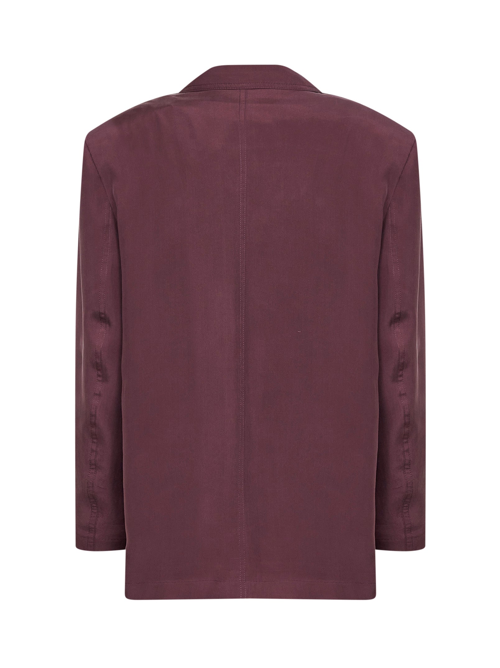 Saint Laurent Women Aubergine Silk Habutai Double-Breasted Blazer SAINT LAURENT