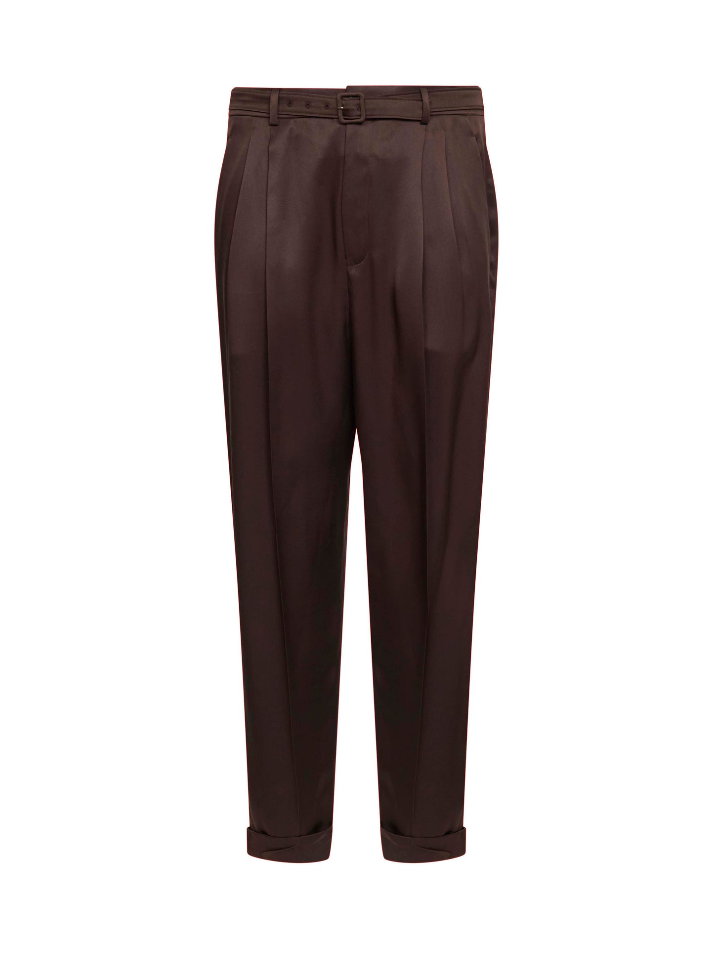 Saint Laurent Men Chocolate Duchesse Silk Satin Slim-Fit Trousers SAINT LAURENT