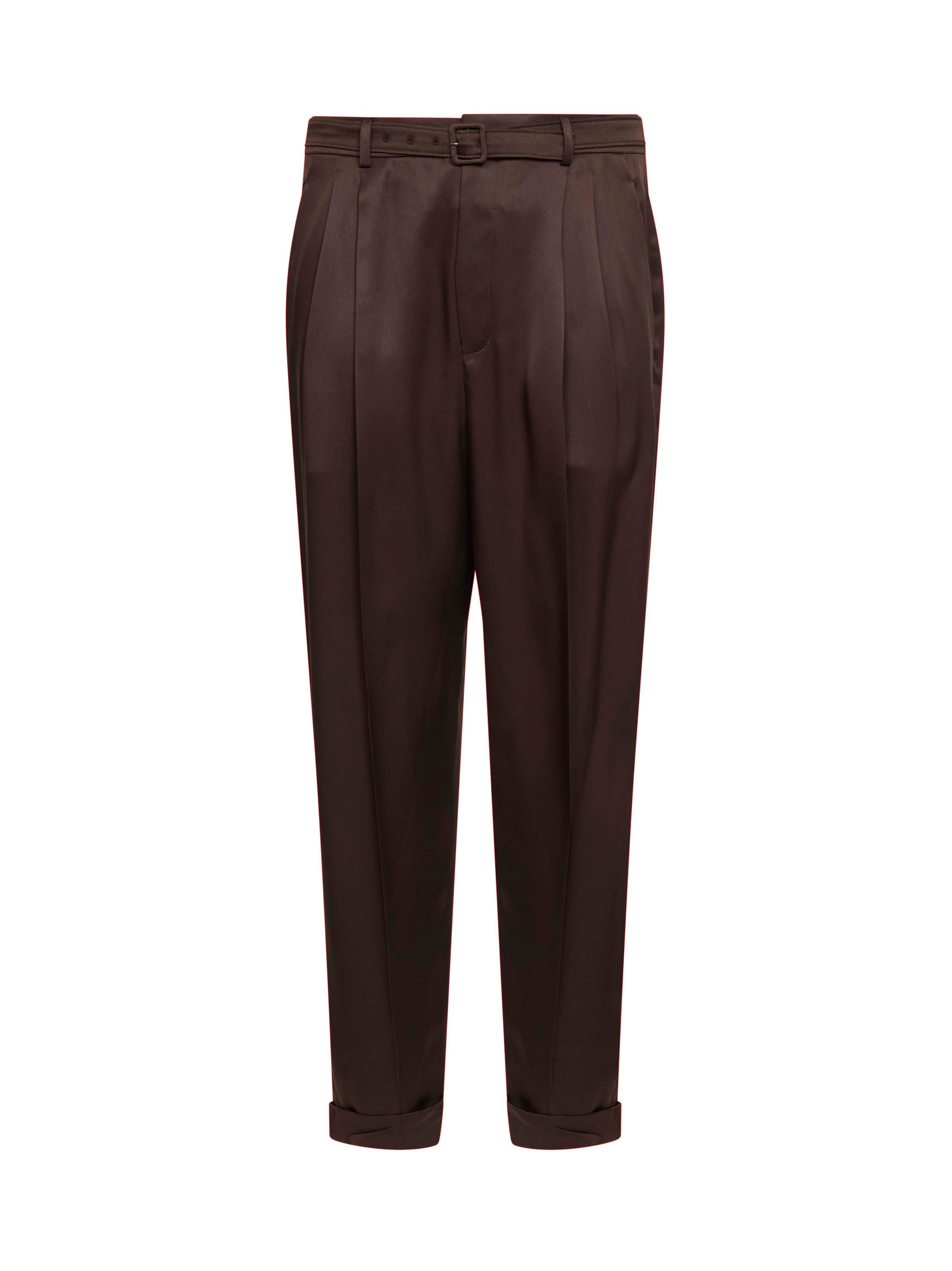 Saint Laurent Men Chocolate Duchesse Silk Satin Slim-Fit Trousers SAINT LAURENT