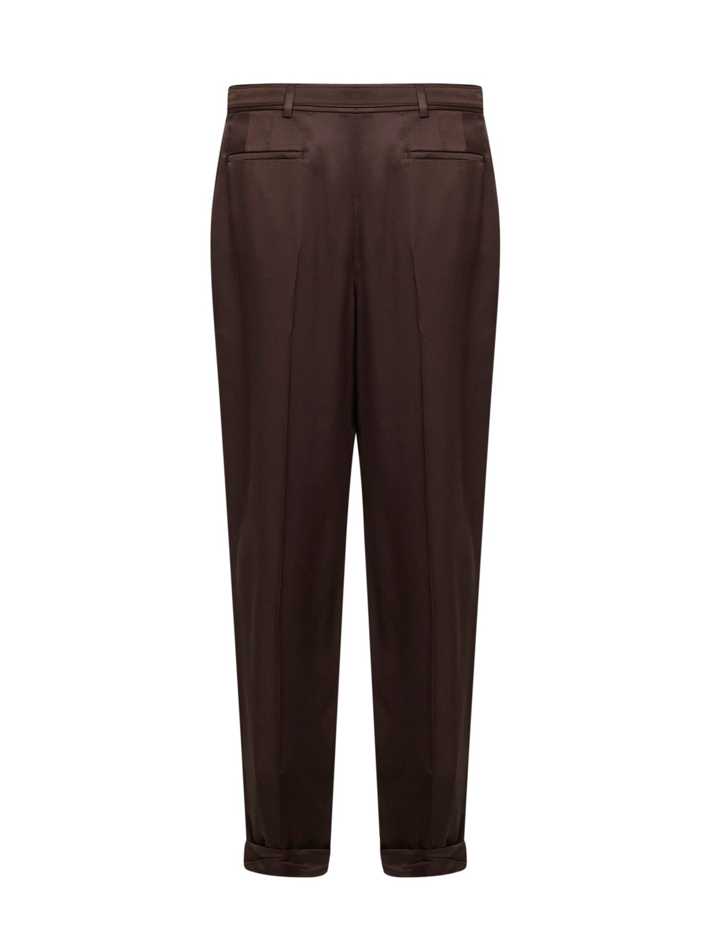Saint Laurent Men Chocolate Duchesse Silk Satin Slim-Fit Trousers SAINT LAURENT