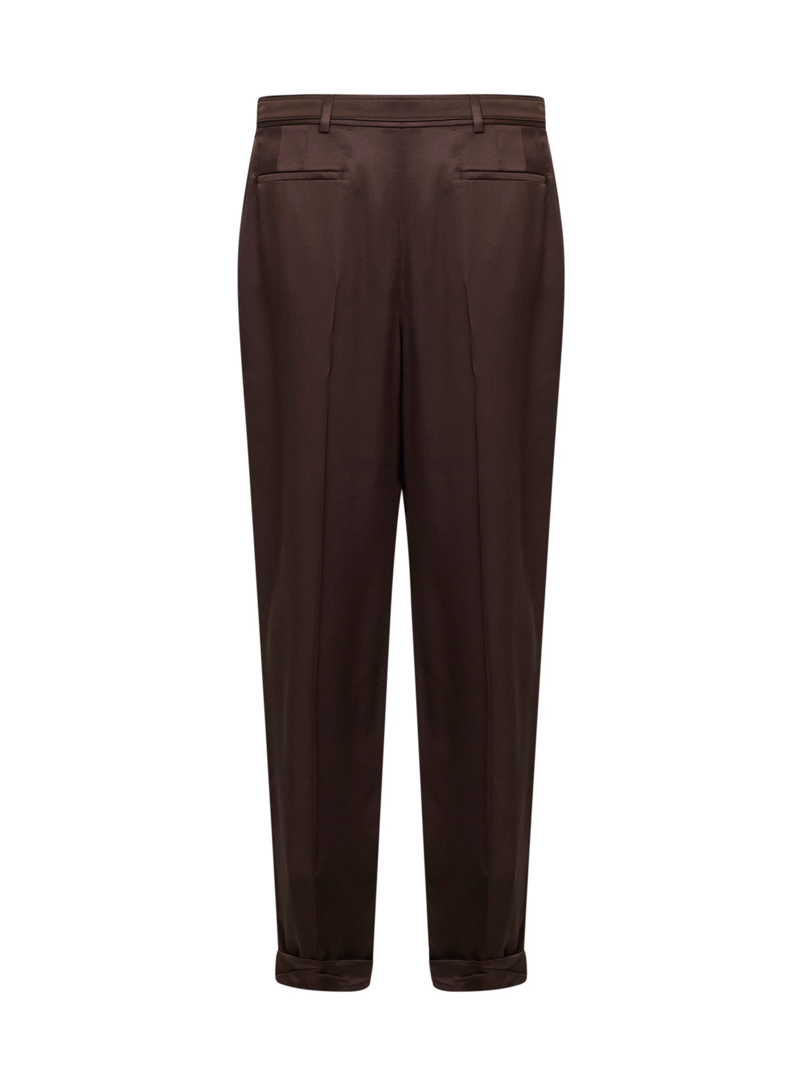 Saint Laurent Men Chocolate Duchesse Silk Satin Slim-Fit Trousers SAINT LAURENT