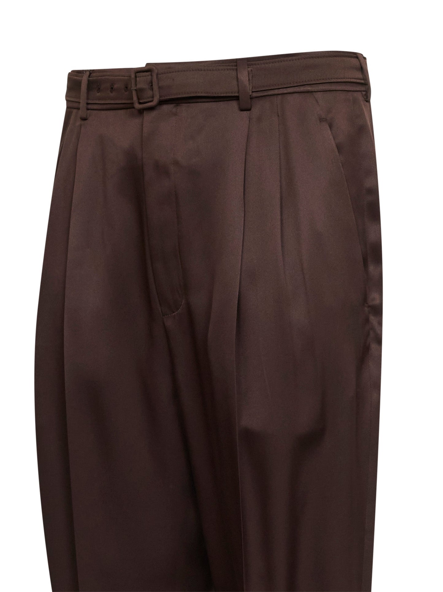 Saint Laurent Men Chocolate Duchesse Silk Satin Slim-Fit Trousers SAINT LAURENT