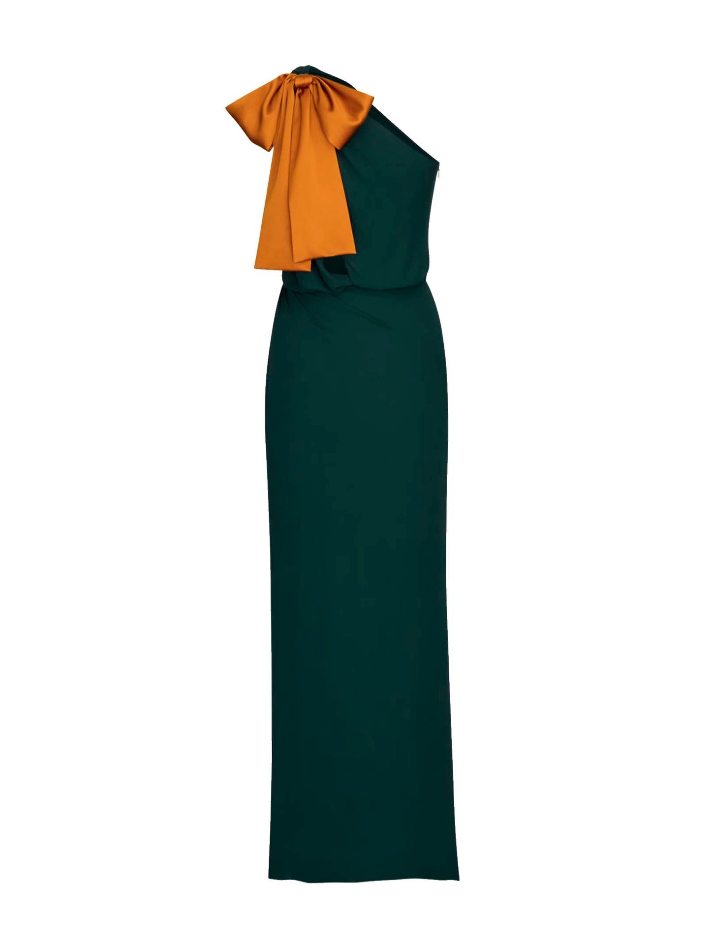 Saint Laurent Women Emerald Silk Crepe Muslin One-Shoulder Maxi Dress SAINT LAURENT
