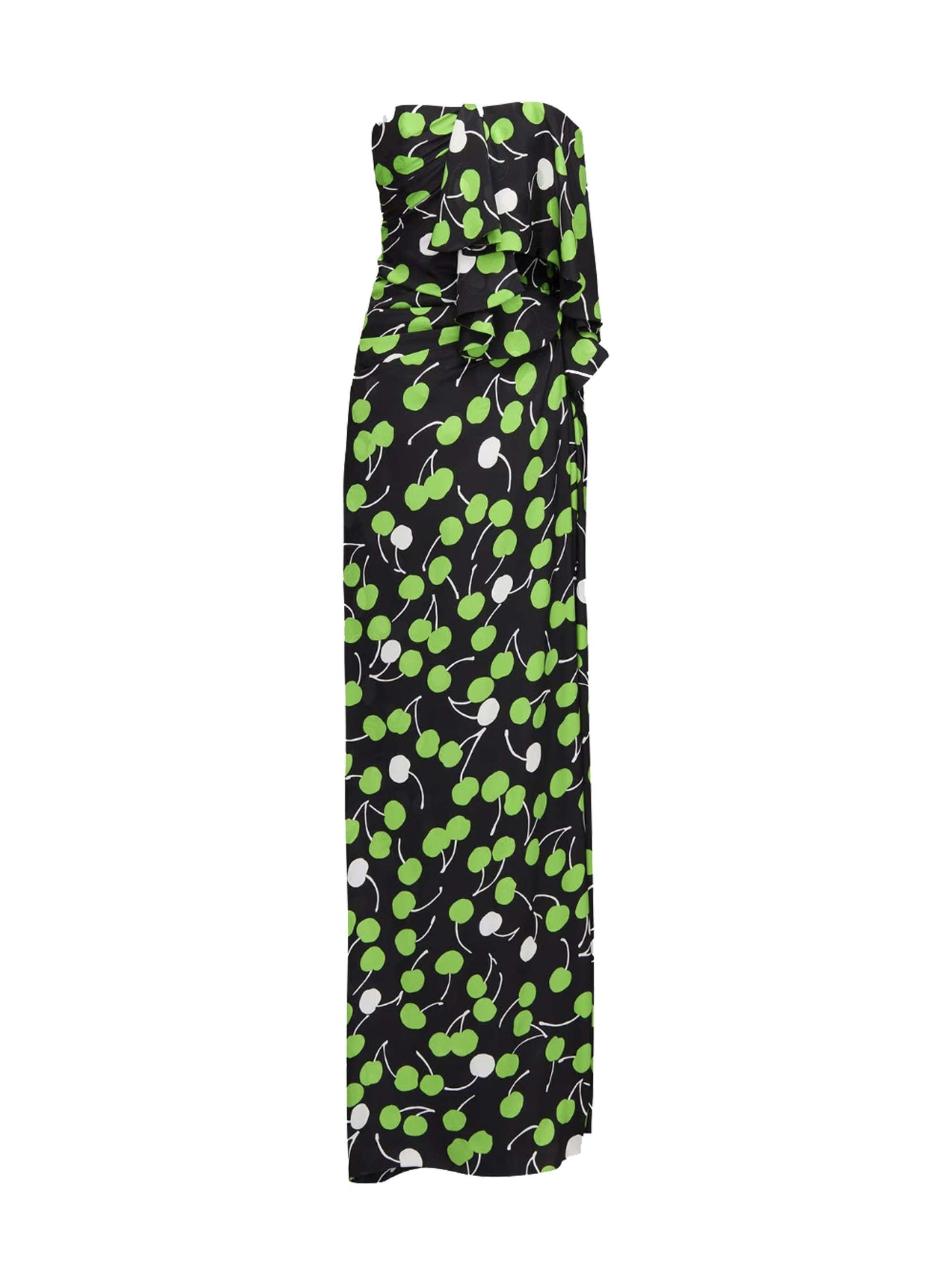 Saint Laurent Women Black Cherry Silk Long Bustier Dress SAINT LAURENT