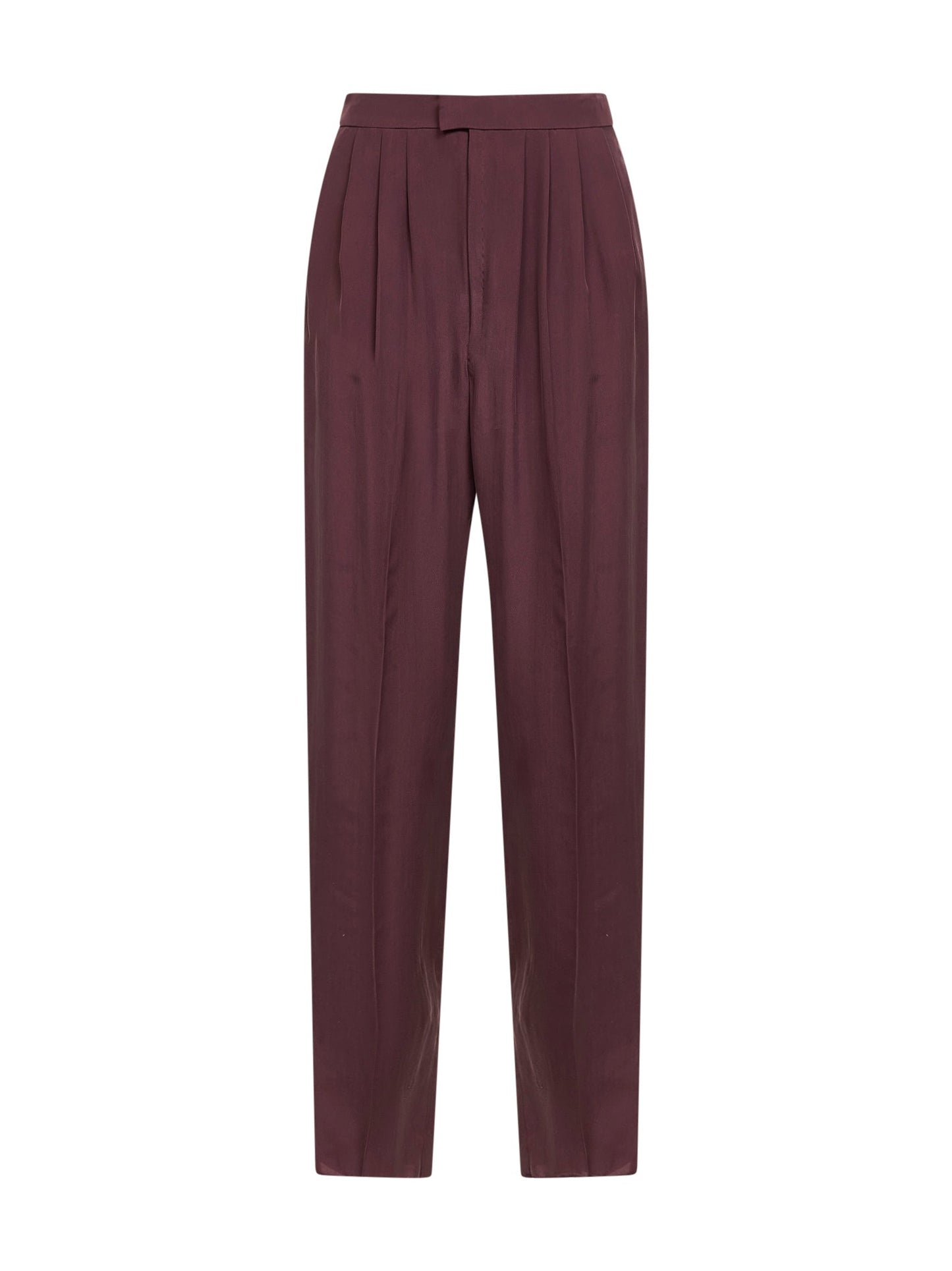 Saint Laurent Women Aubergine Silk Habutai Tailored Trousers SAINT LAURENT