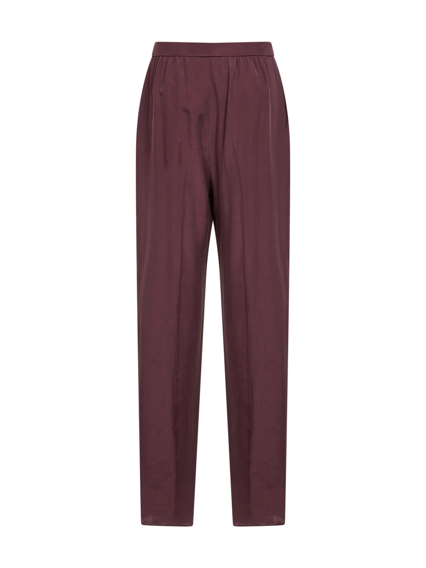 Saint Laurent Women Aubergine Silk Habutai Tailored Trousers SAINT LAURENT