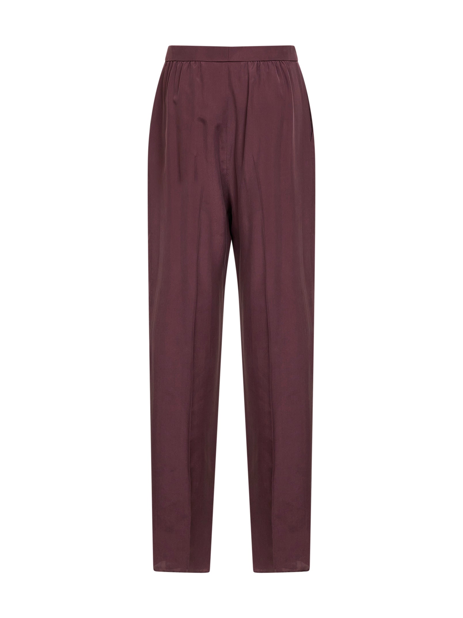 Saint Laurent Women Aubergine Silk Habutai Tailored Trousers SAINT LAURENT