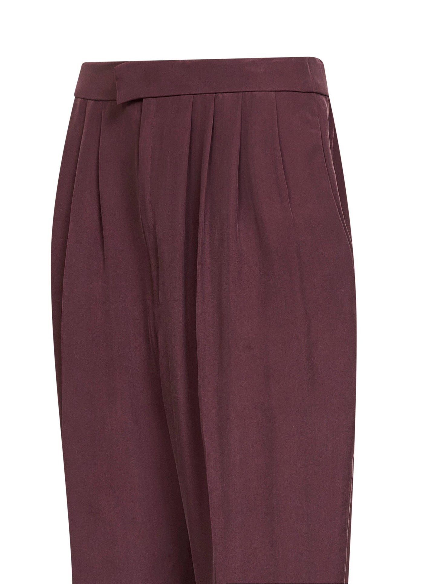 Saint Laurent Women Aubergine Silk Habutai Tailored Trousers SAINT LAURENT