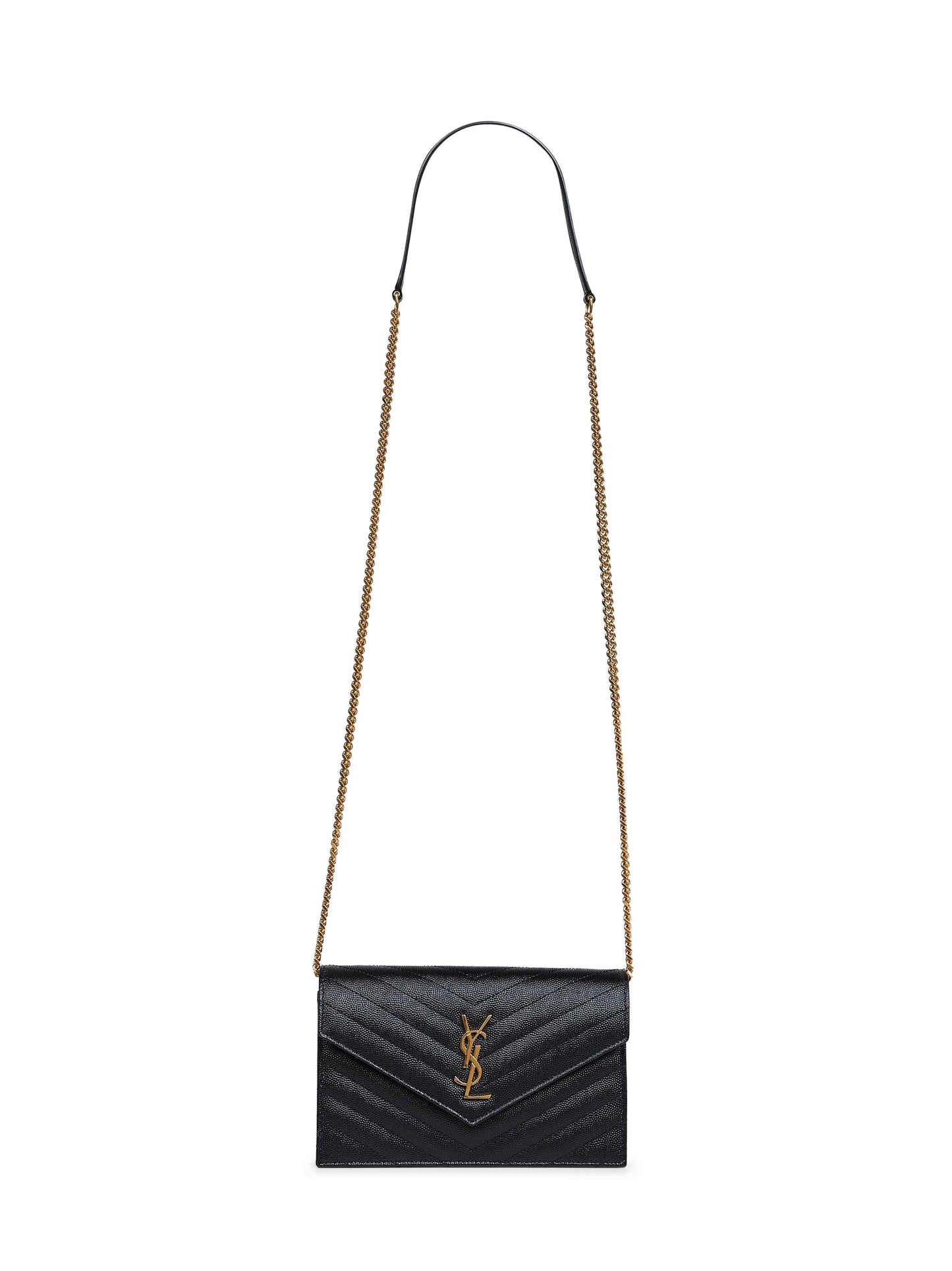 Saint Laurent Women Black Cassandre Classic Envelope Clutch With Chain Shoulde Strap SAINT LAURENT