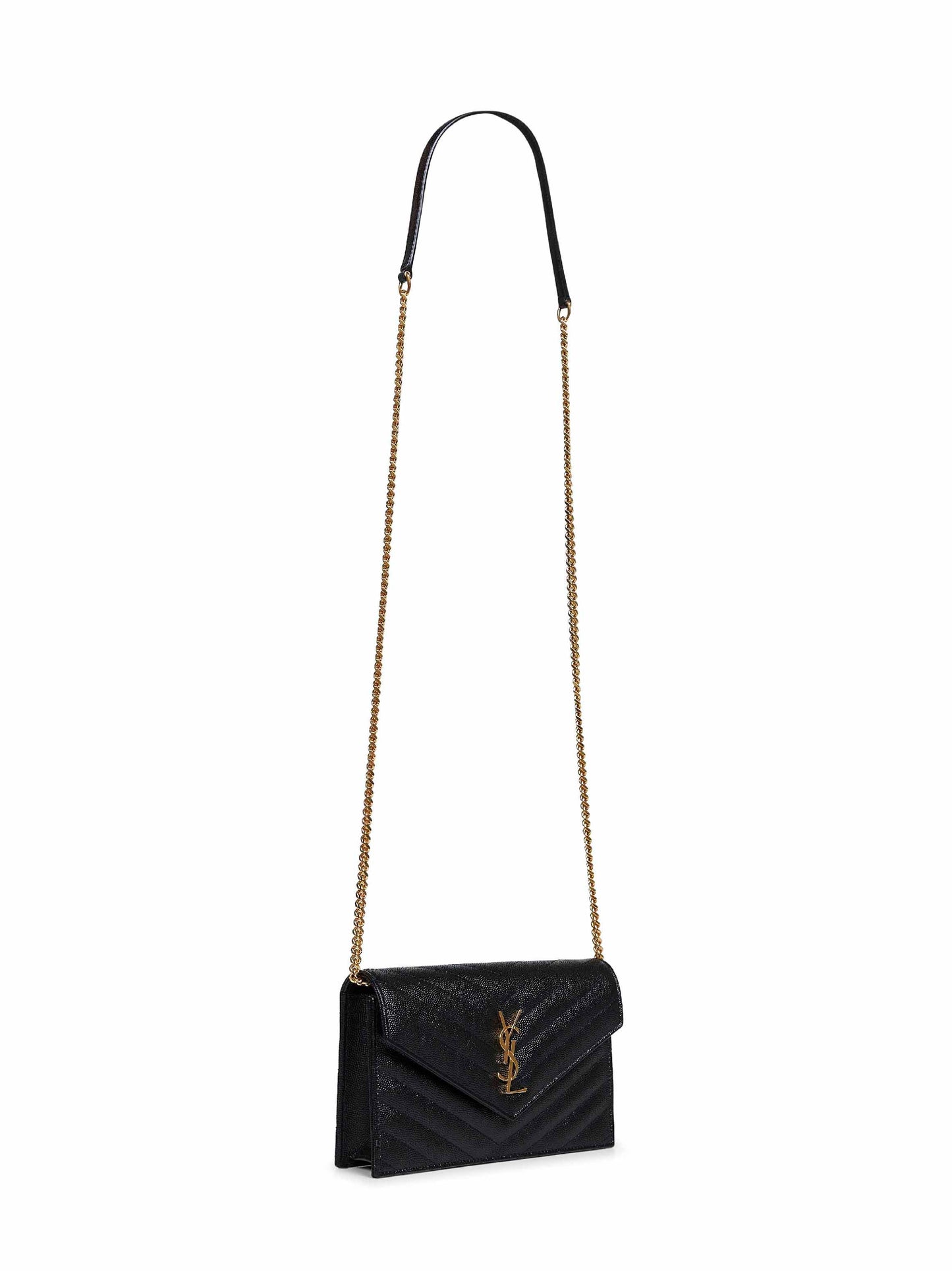 Saint Laurent Women Black Cassandre Classic Envelope Clutch With Chain Shoulde Strap SAINT LAURENT