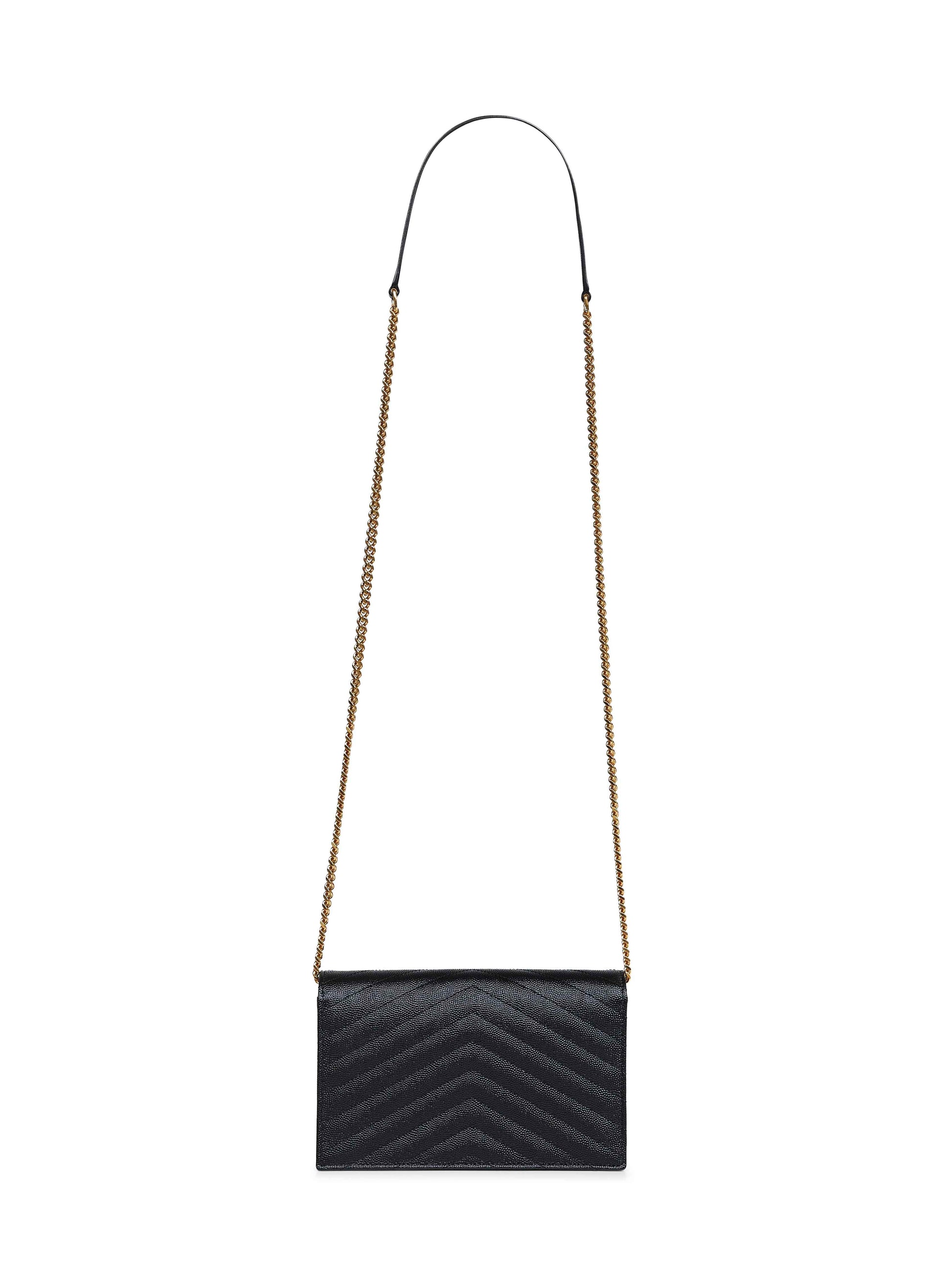 Saint Laurent Women Black Cassandre Classic Envelope Clutch With Chain Shoulde Strap SAINT LAURENT