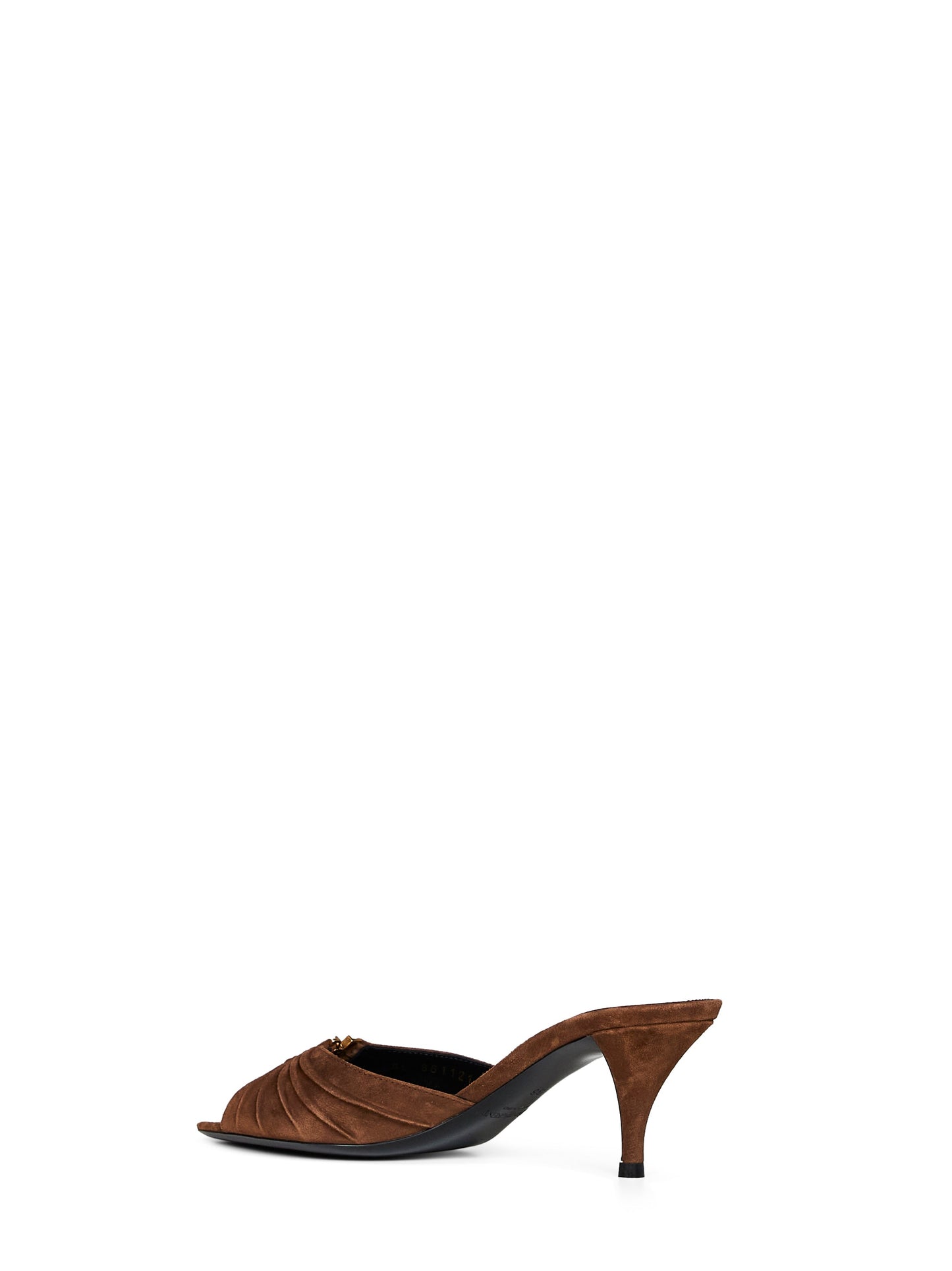 Saint Laurent Women Dark Havana Suede Babylone Mules SAINT LAURENT