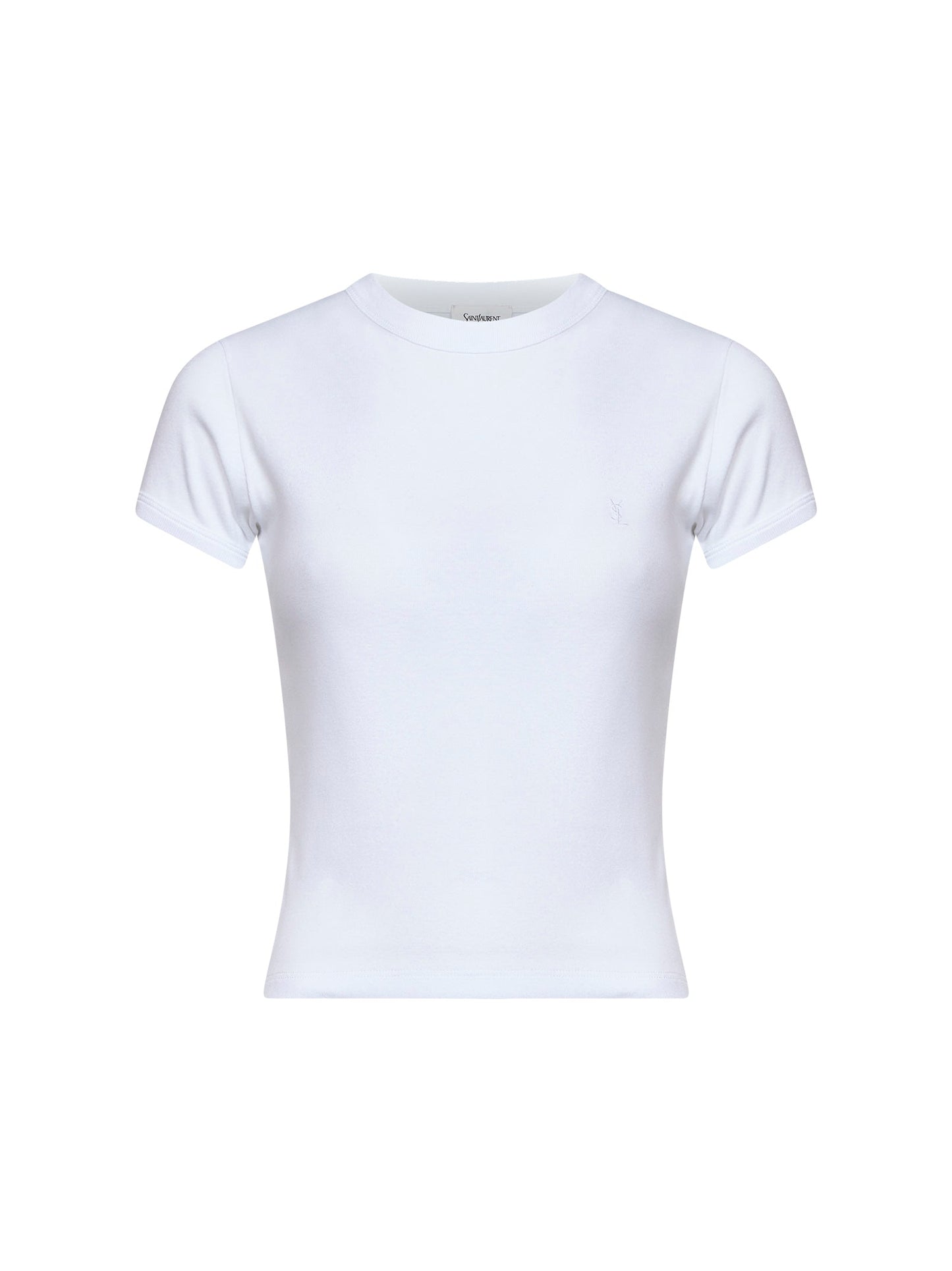 Saint Laurent Women White Ribbed Cotton Jersey Cassandre T-Shirt SAINT LAURENT