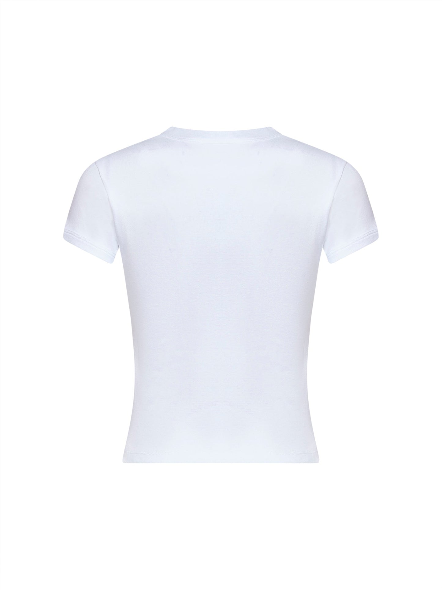 Saint Laurent Women White Ribbed Cotton Jersey Cassandre T-Shirt SAINT LAURENT