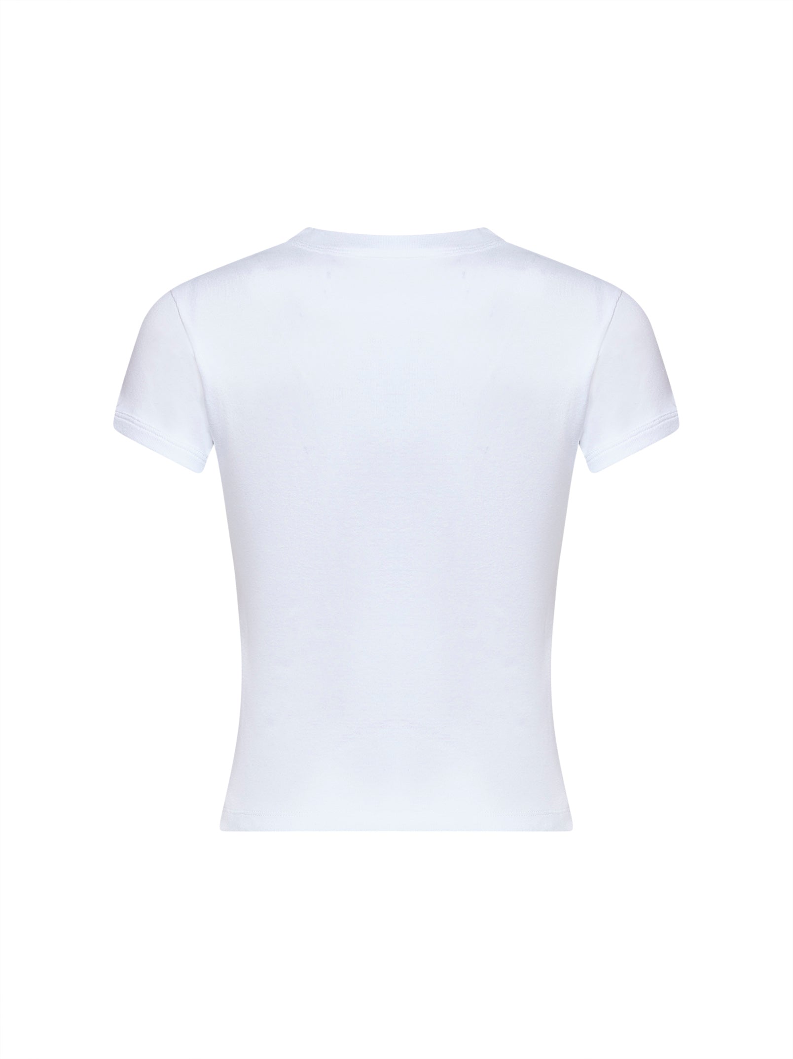 Saint Laurent Women White Ribbed Cotton Jersey Cassandre T-Shirt SAINT LAURENT
