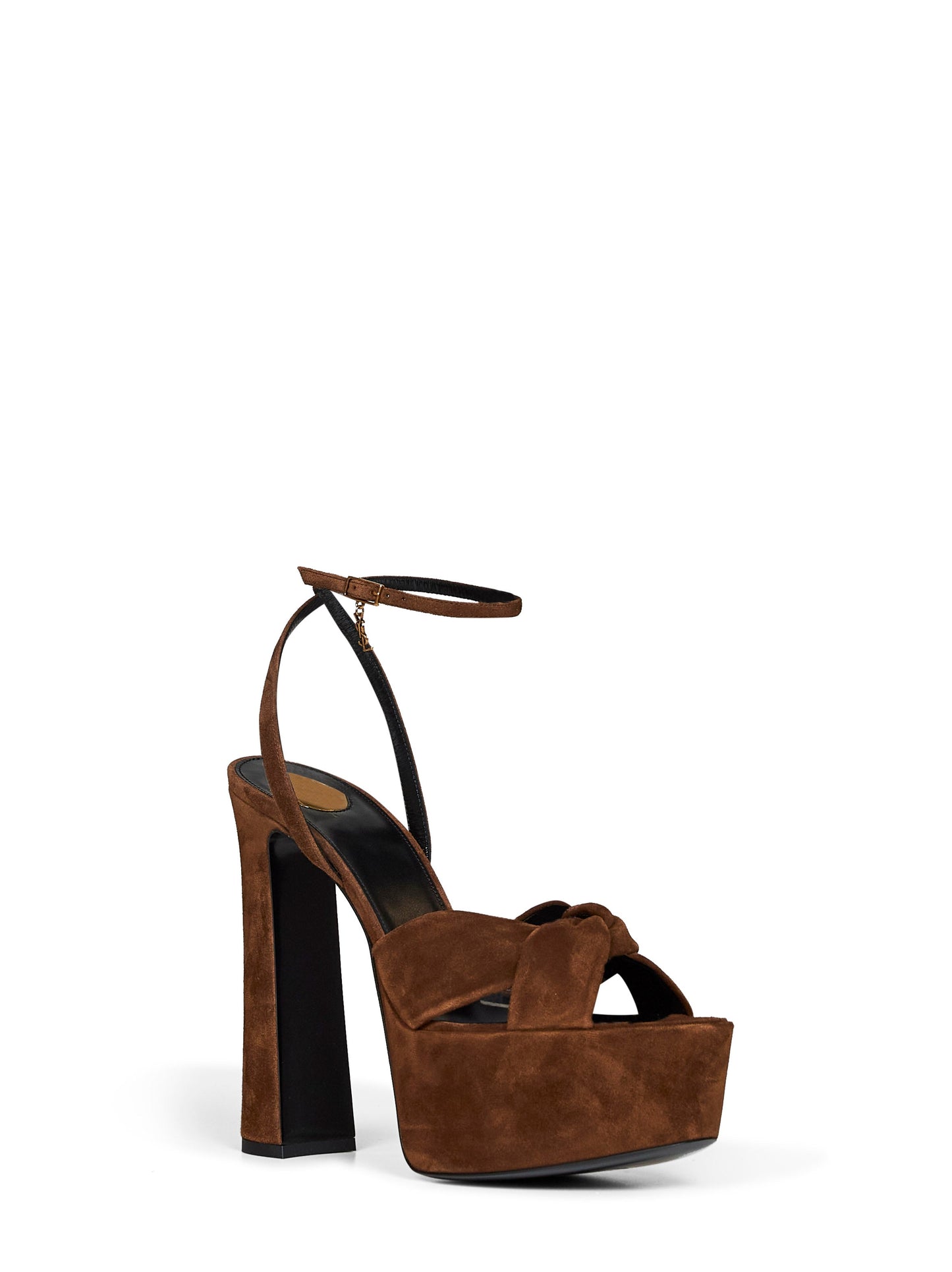 Saint Laurent Women Dark Havana Suede Franciane Platform Sandals SAINT LAURENT
