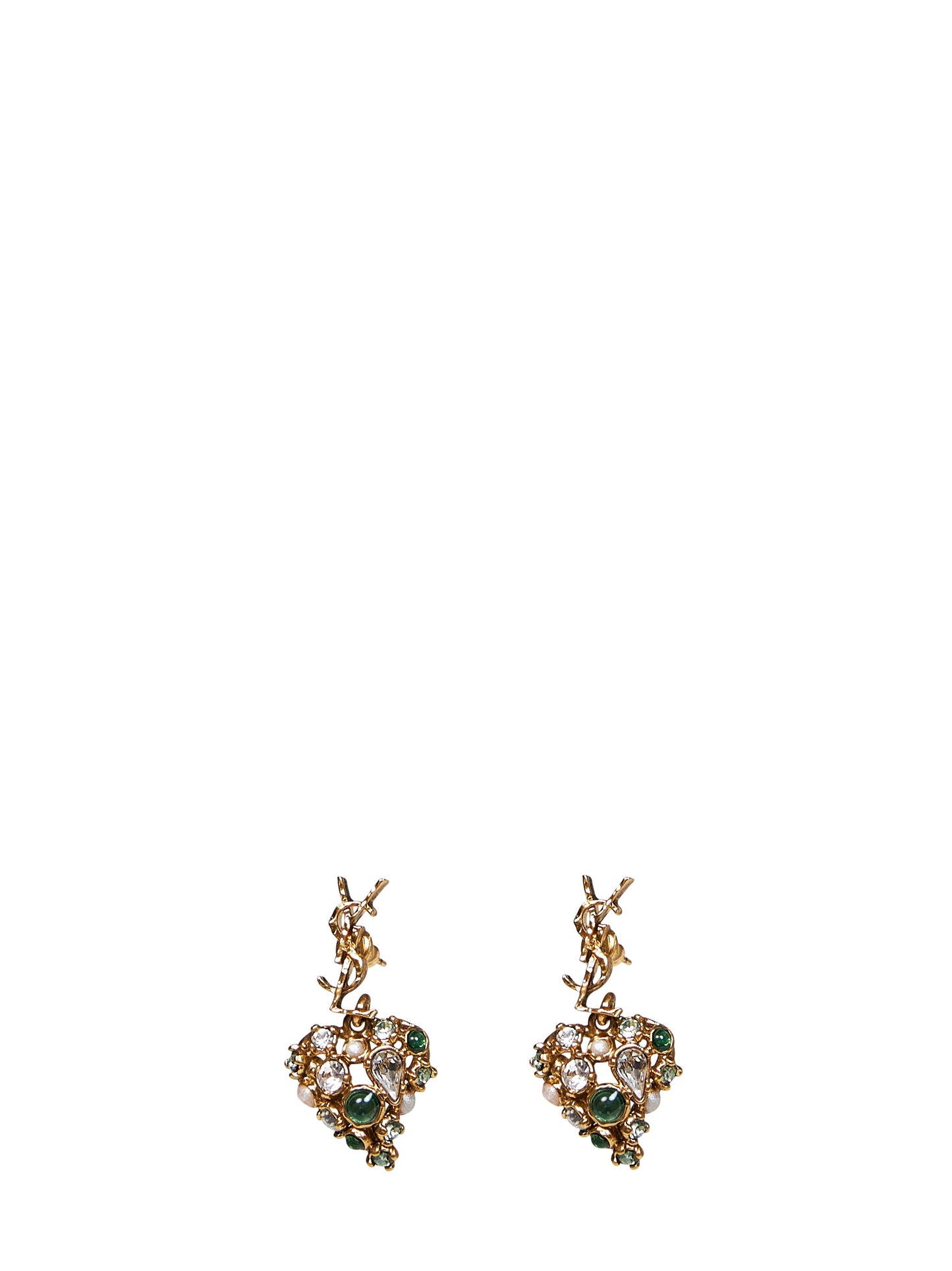 Saint Laurent Women Cassandre Crystal-Embellished Heart Earrings SAINT LAURENT