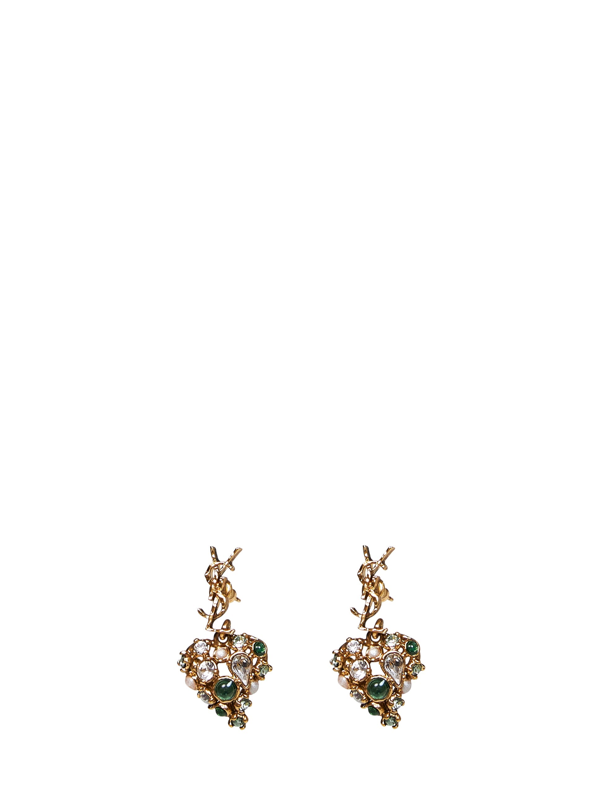Saint Laurent Women Cassandre Crystal-Embellished Heart Earrings SAINT LAURENT